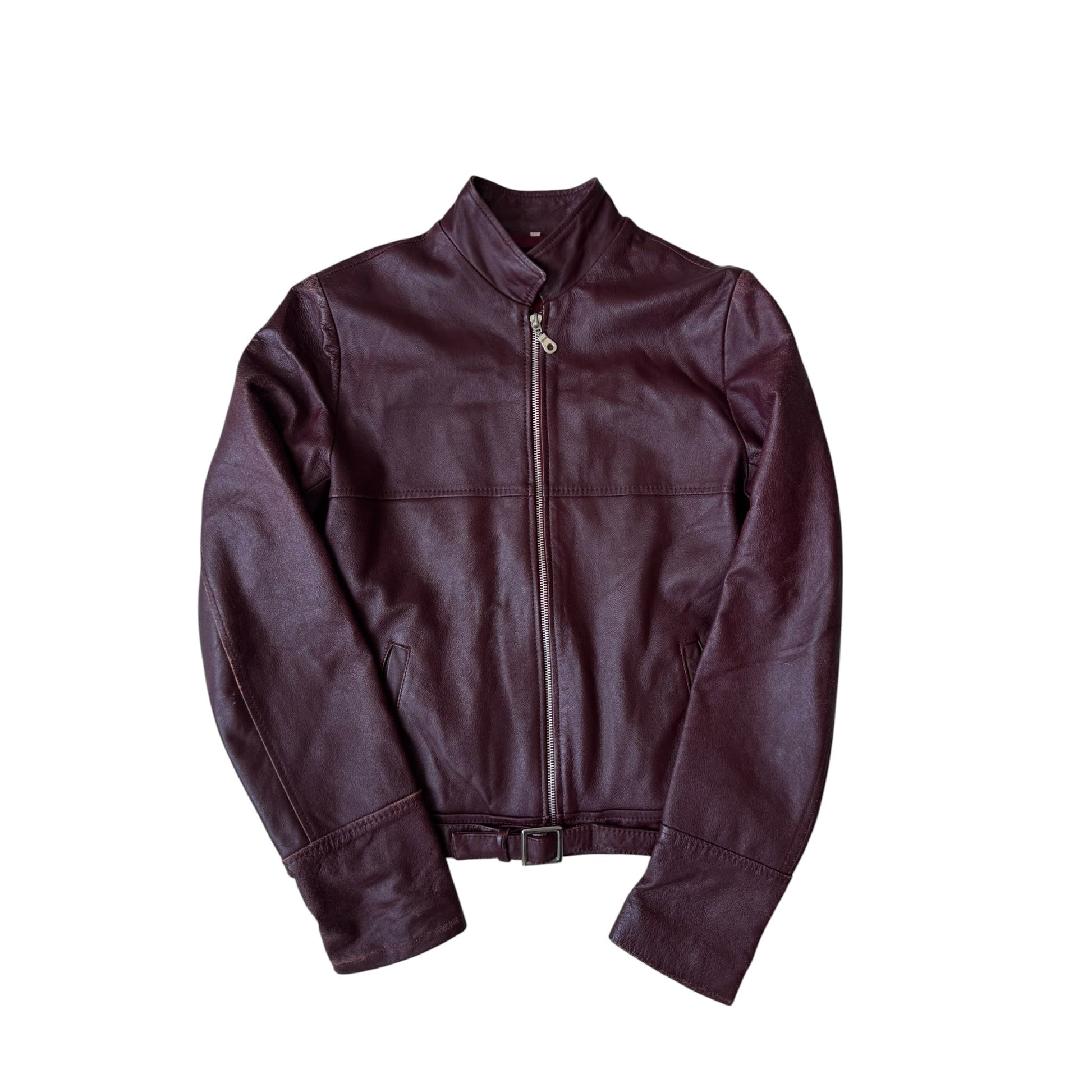🍷 Geacă Y2K Damă din Piele Burgundy Închis – M – Made in Italy - anbracaminte
