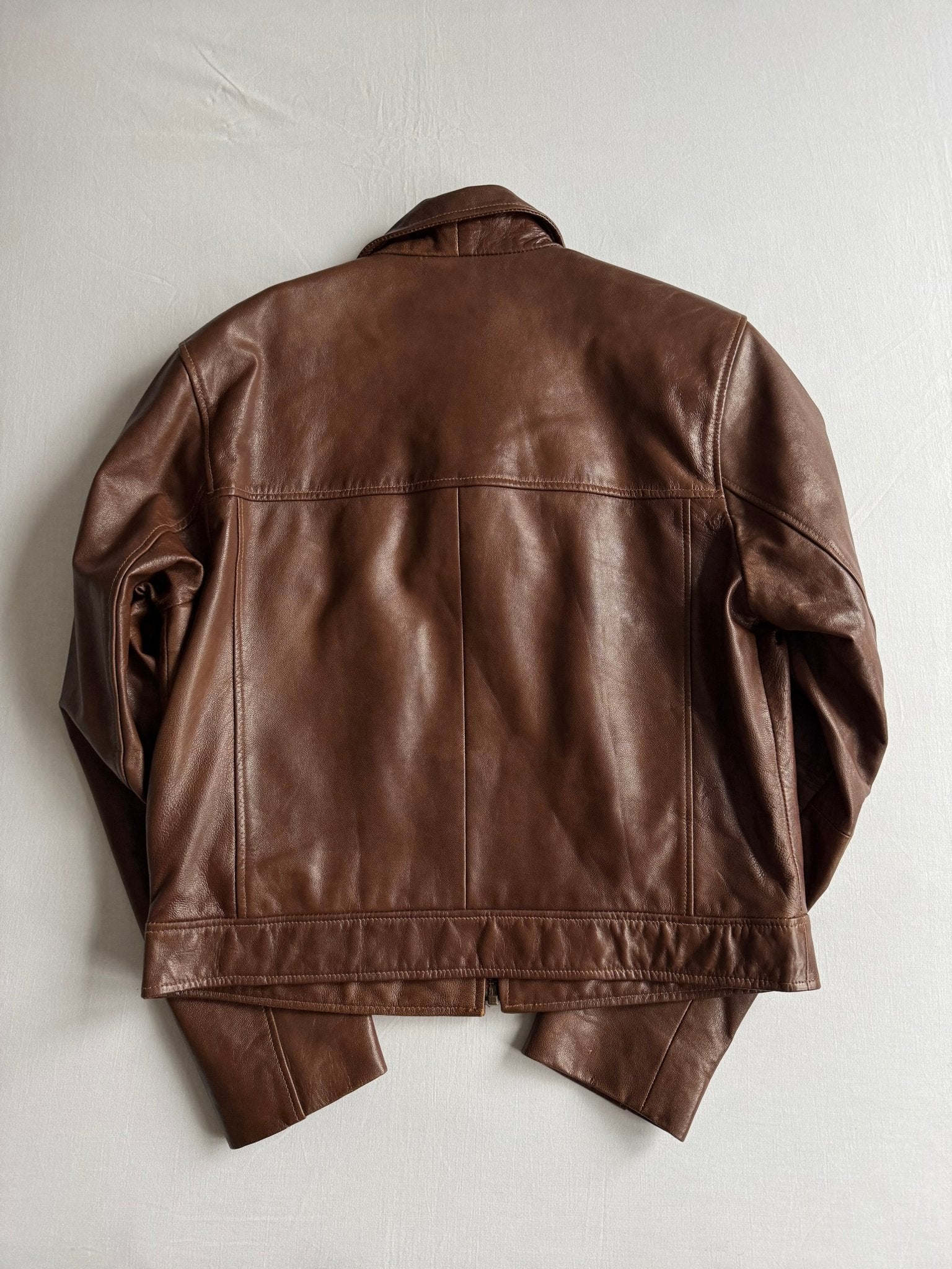 🥃 Geacă Y2K Damă din Piele Cognac Brown – L - anbracaminte