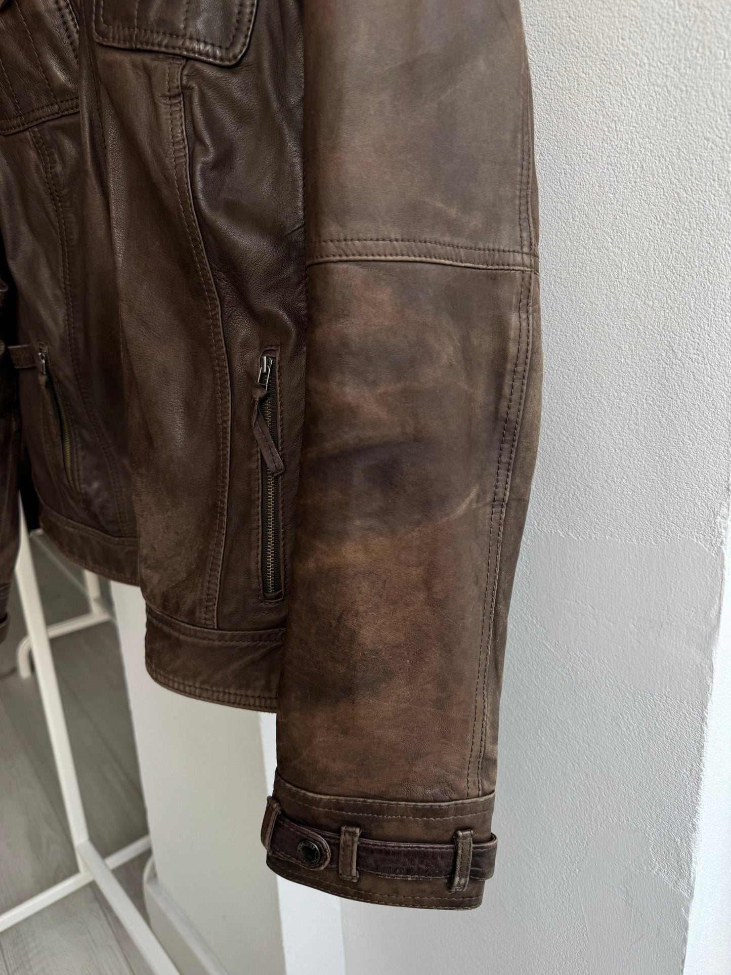 🤎 Geacă Y2K Damă din Piele de Miel Maro – Faded & Patina – M/L - anbracaminte