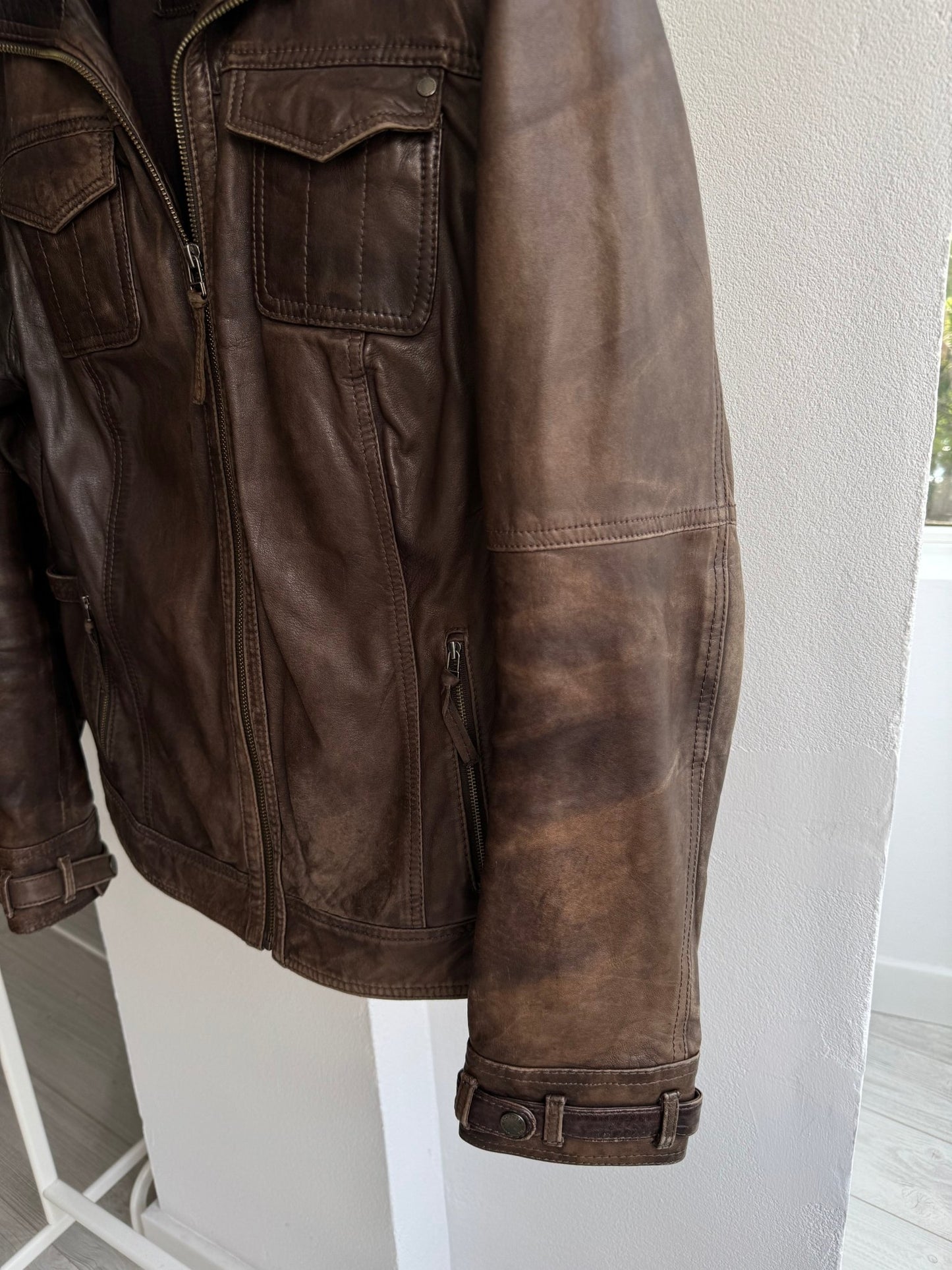 🤎 Geacă Y2K Damă din Piele de Miel Maro – Faded & Patina – M/L - anbracaminte