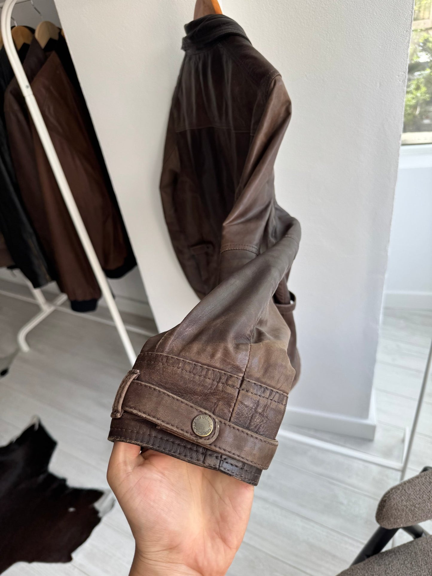 🤎 Geacă Y2K Damă din Piele de Miel Maro – Faded & Patina – M/L - anbracaminte