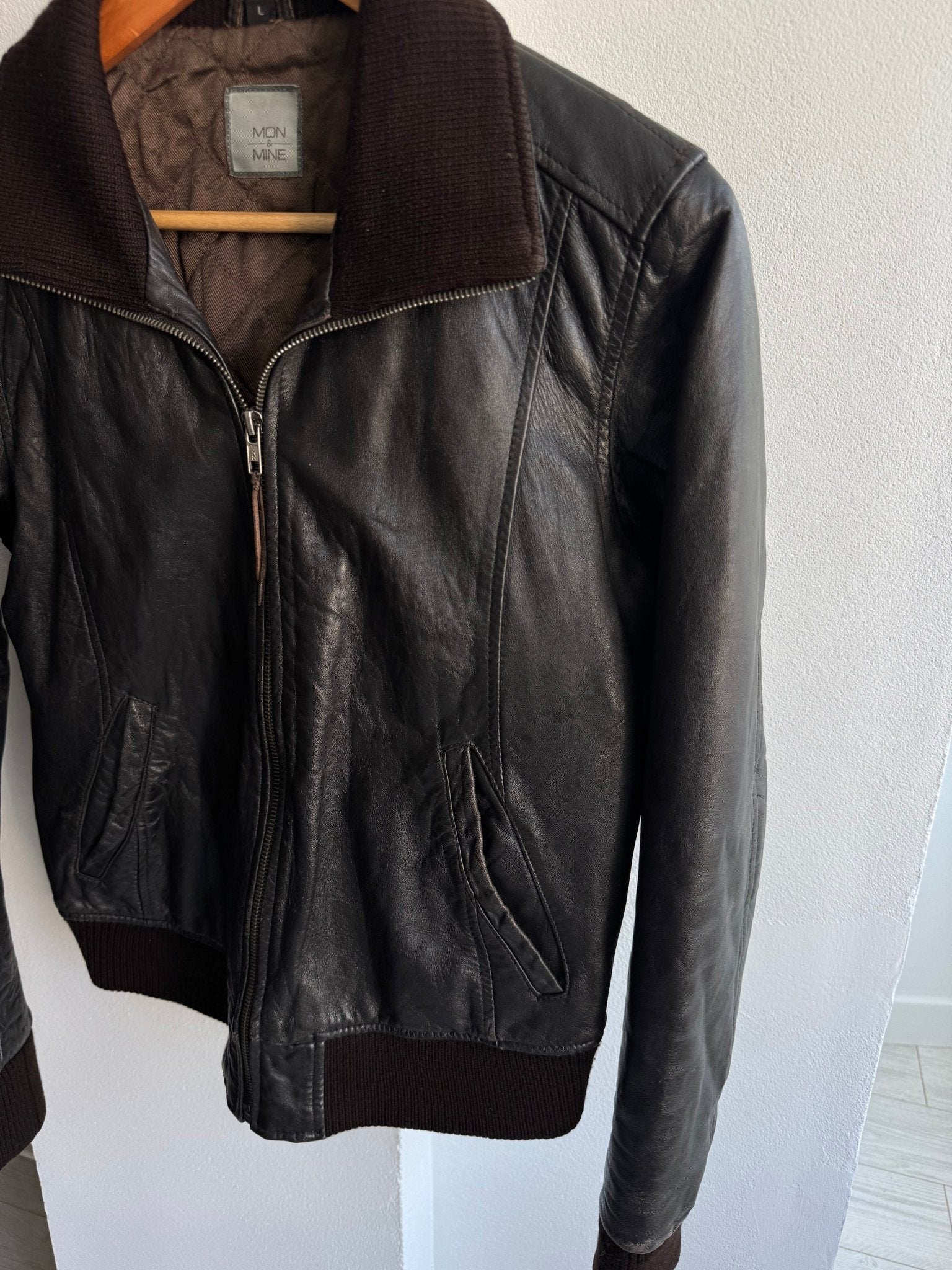 🤎 Geacă Y2K Damă din Piele de Miel Maro Închis – L – Made in Italy - anbracaminte