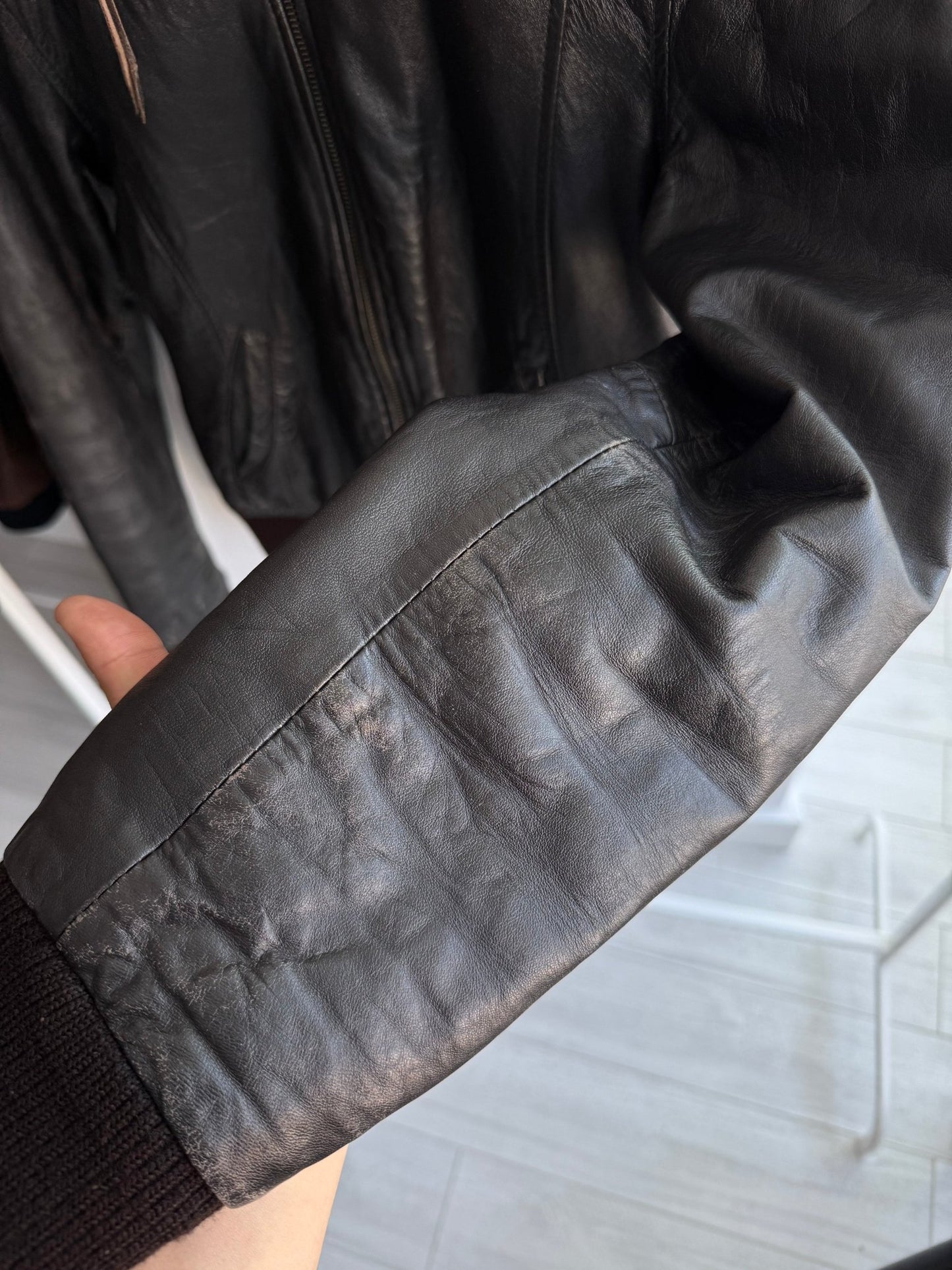 🤎 Geacă Y2K Damă din Piele de Miel Maro Închis – L – Made in Italy - anbracaminte