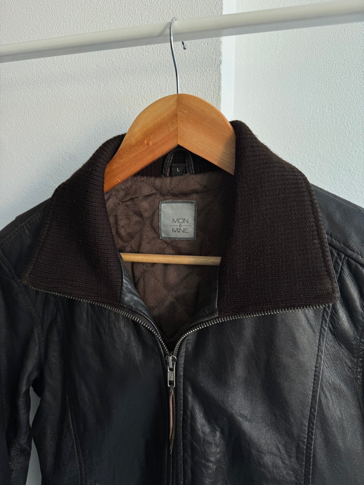 🤎 Geacă Y2K Damă din Piele de Miel Maro Închis – L – Made in Italy - anbracaminte