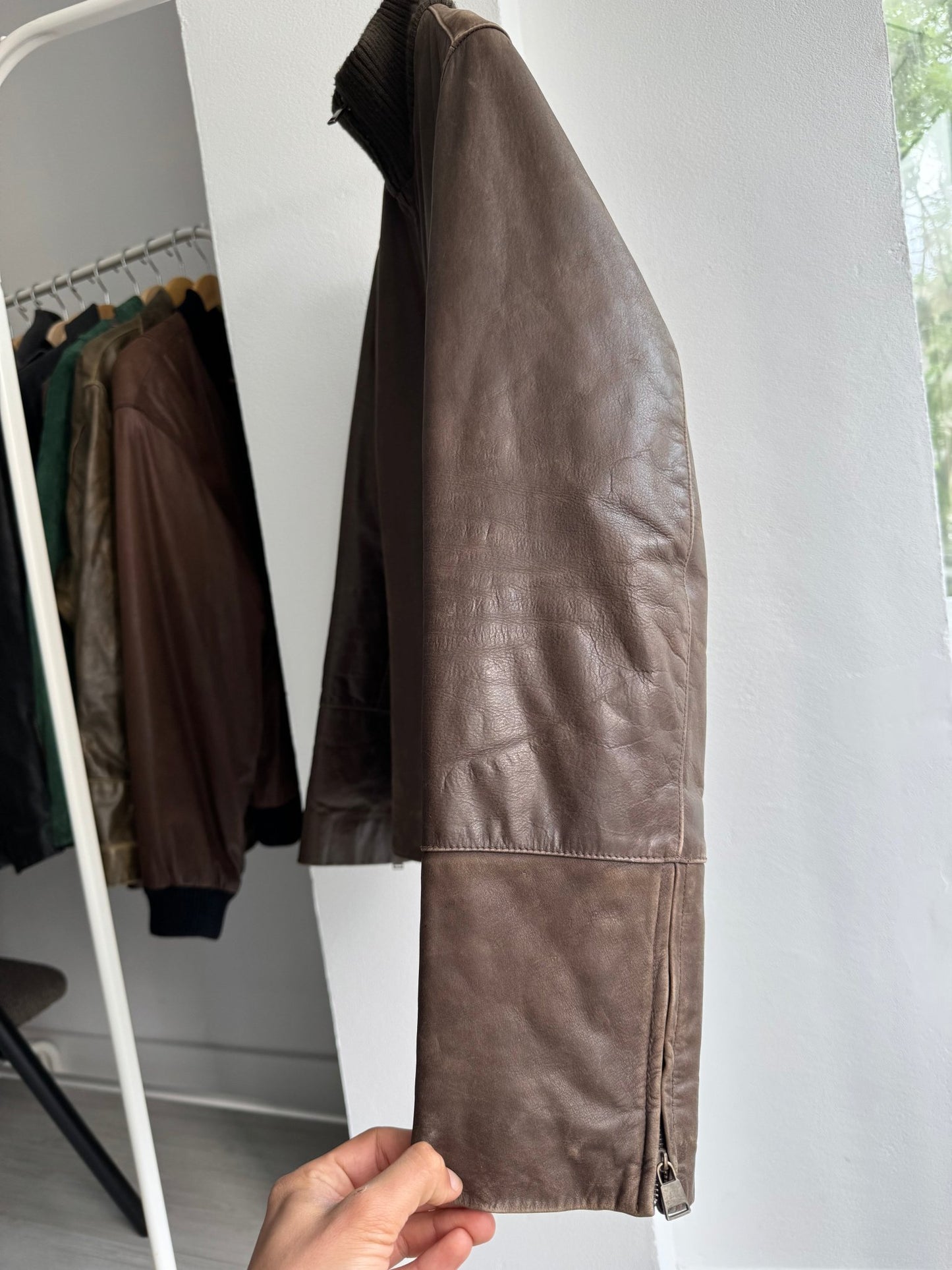 🧥 Geacă Y2K Damă din Piele Maro cu Patină Naturală – IT 48 (XL) – Made in Italy - anbracaminte