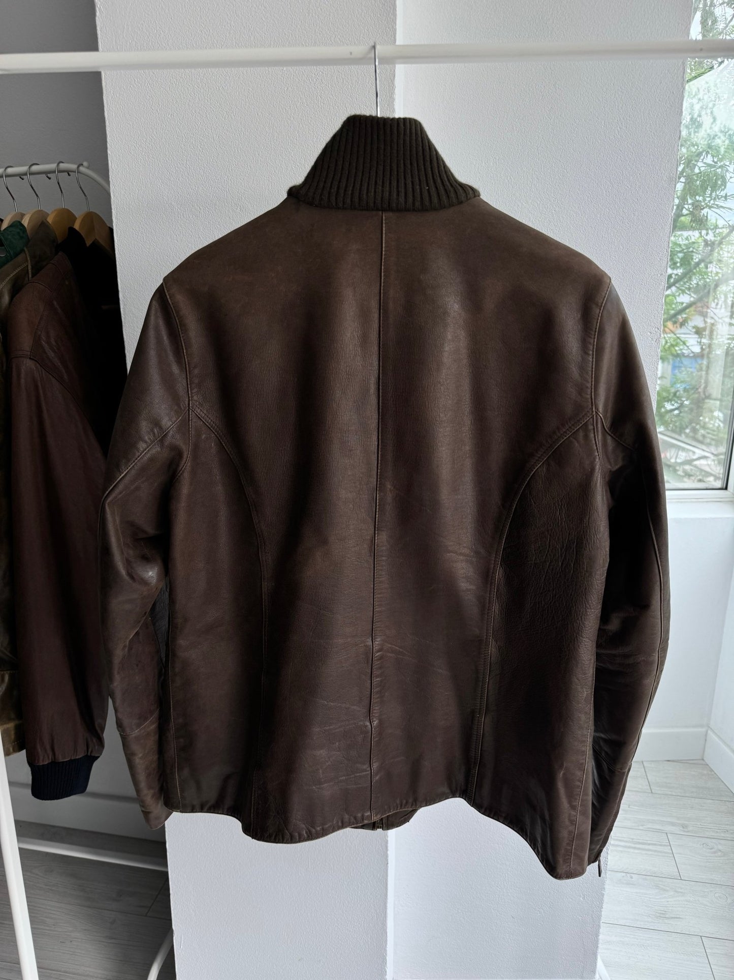 🧥 Geacă Y2K Damă din Piele Maro cu Patină Naturală – IT 48 (XL) – Made in Italy - anbracaminte