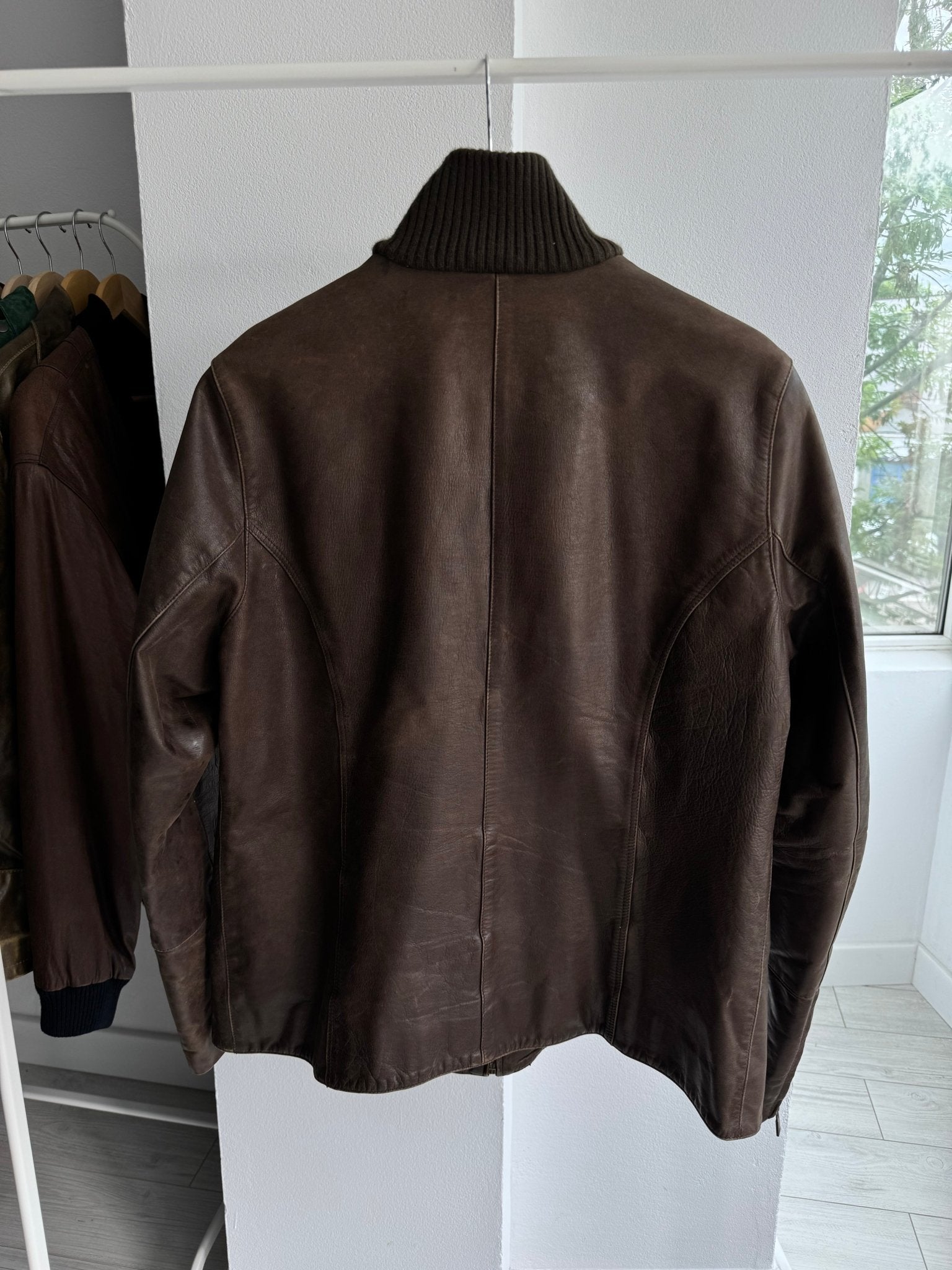 🧥 Geacă Y2K Damă din Piele Maro cu Patină Naturală – IT 48 (XL) – Made in Italy - anbracaminte