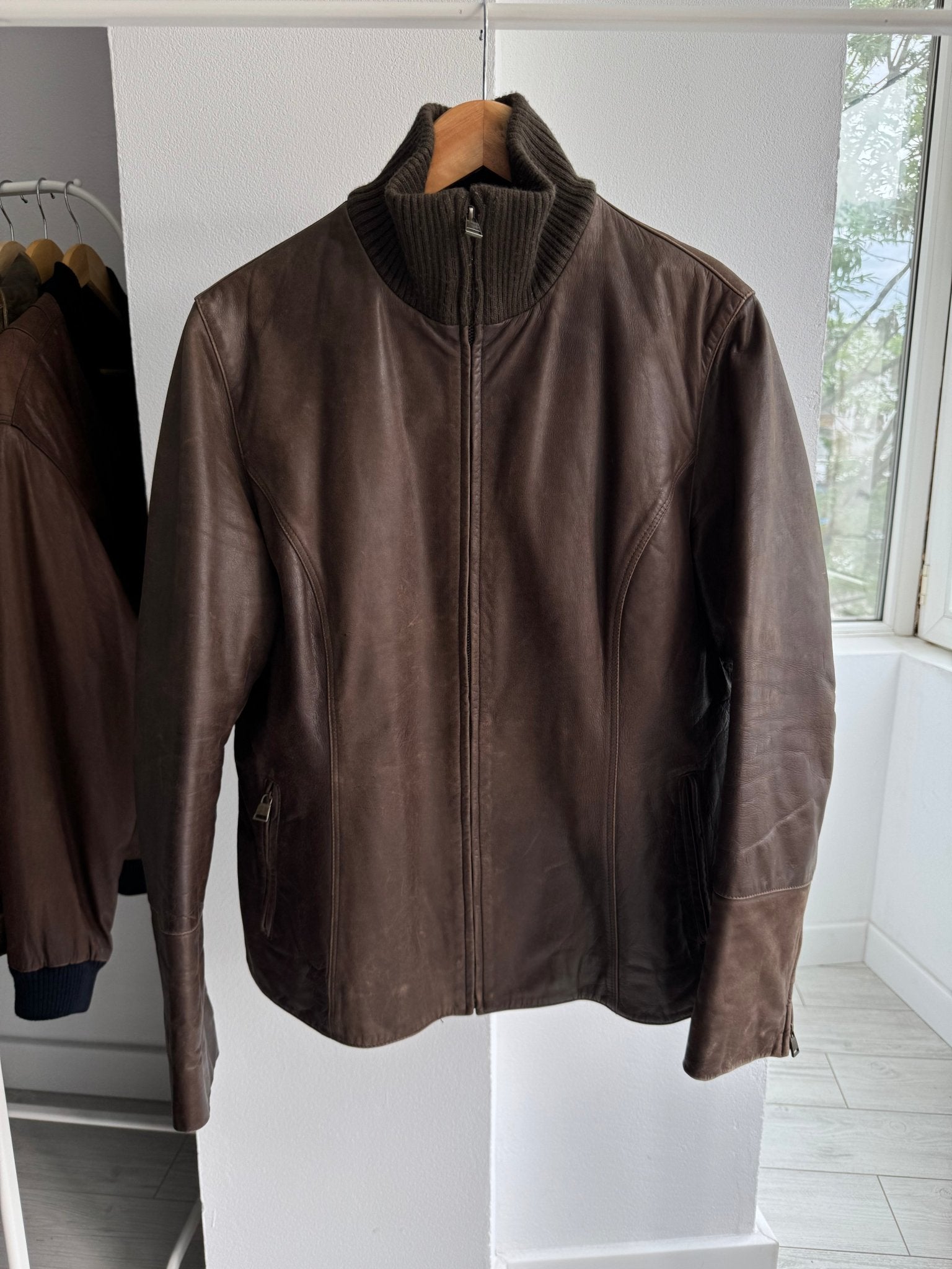 🧥 Geacă Y2K Damă din Piele Maro cu Patină Naturală – IT 48 (XL) – Made in Italy - anbracaminte