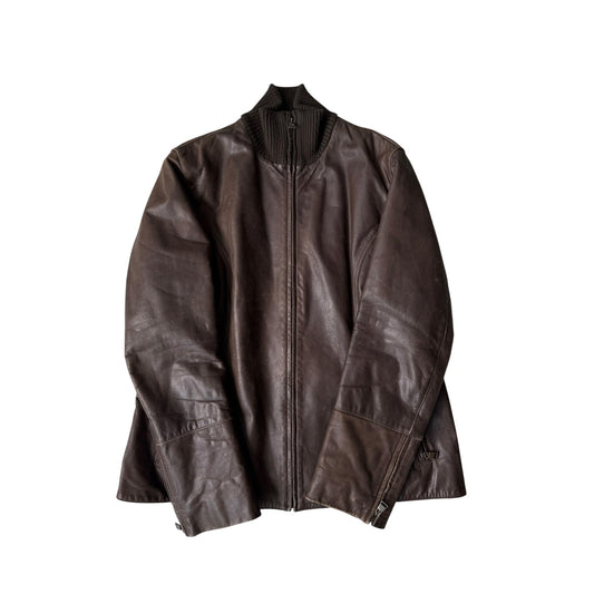 🧥 Geacă Y2K Damă din Piele Maro cu Patină Naturală – IT 48 (XL) – Made in Italy - anbracaminte