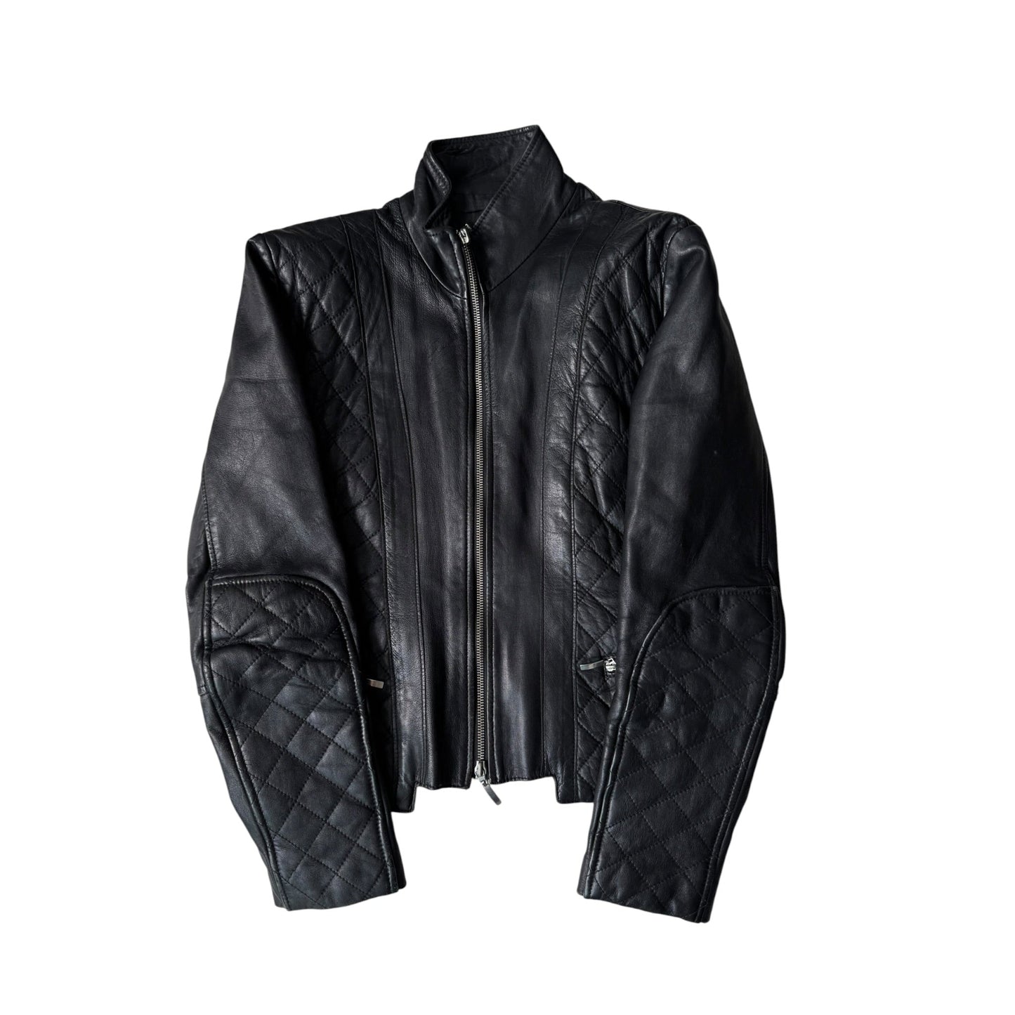 🏍️ Geacă Y2K Damă din Piele Neagră – IT 44 (M) – Made in Italy - anbracaminte