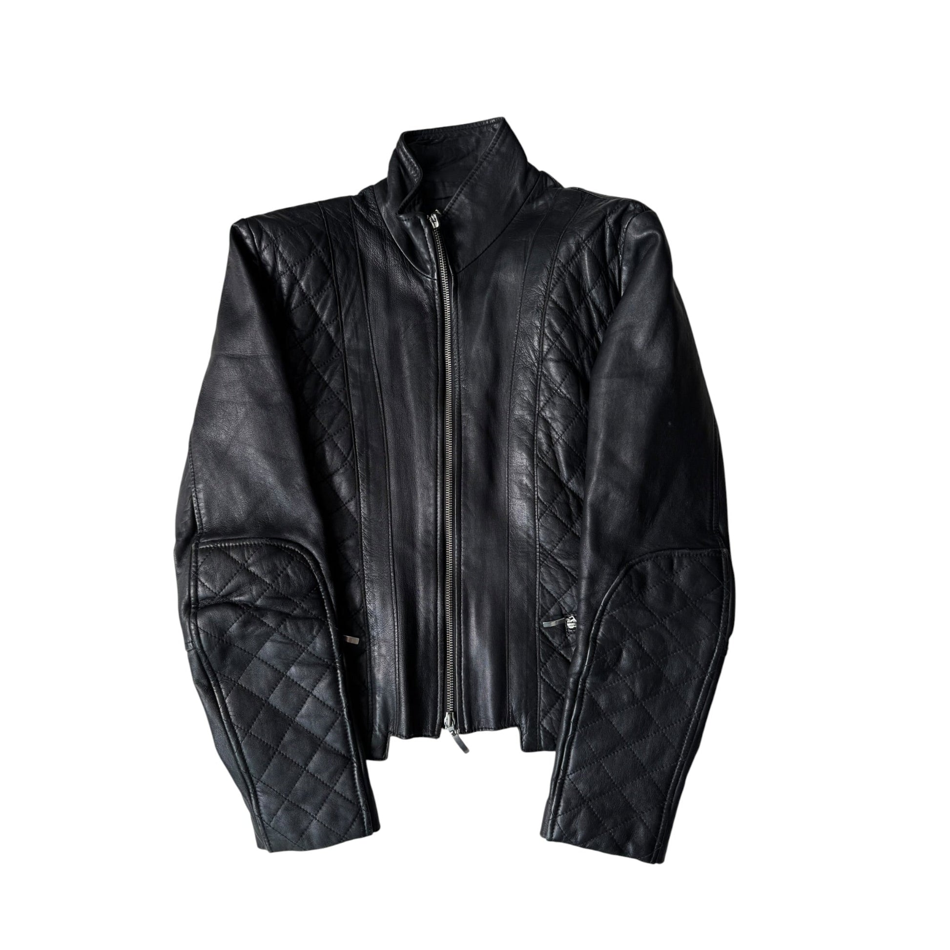 🏍️ Geacă Y2K Damă din Piele Neagră – IT 44 (M) – Made in Italy - anbracaminte
