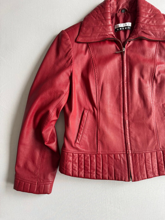 ❤️ Geacă Y2K Damă din Piele Roșie – M (EU 40) - anbracaminte