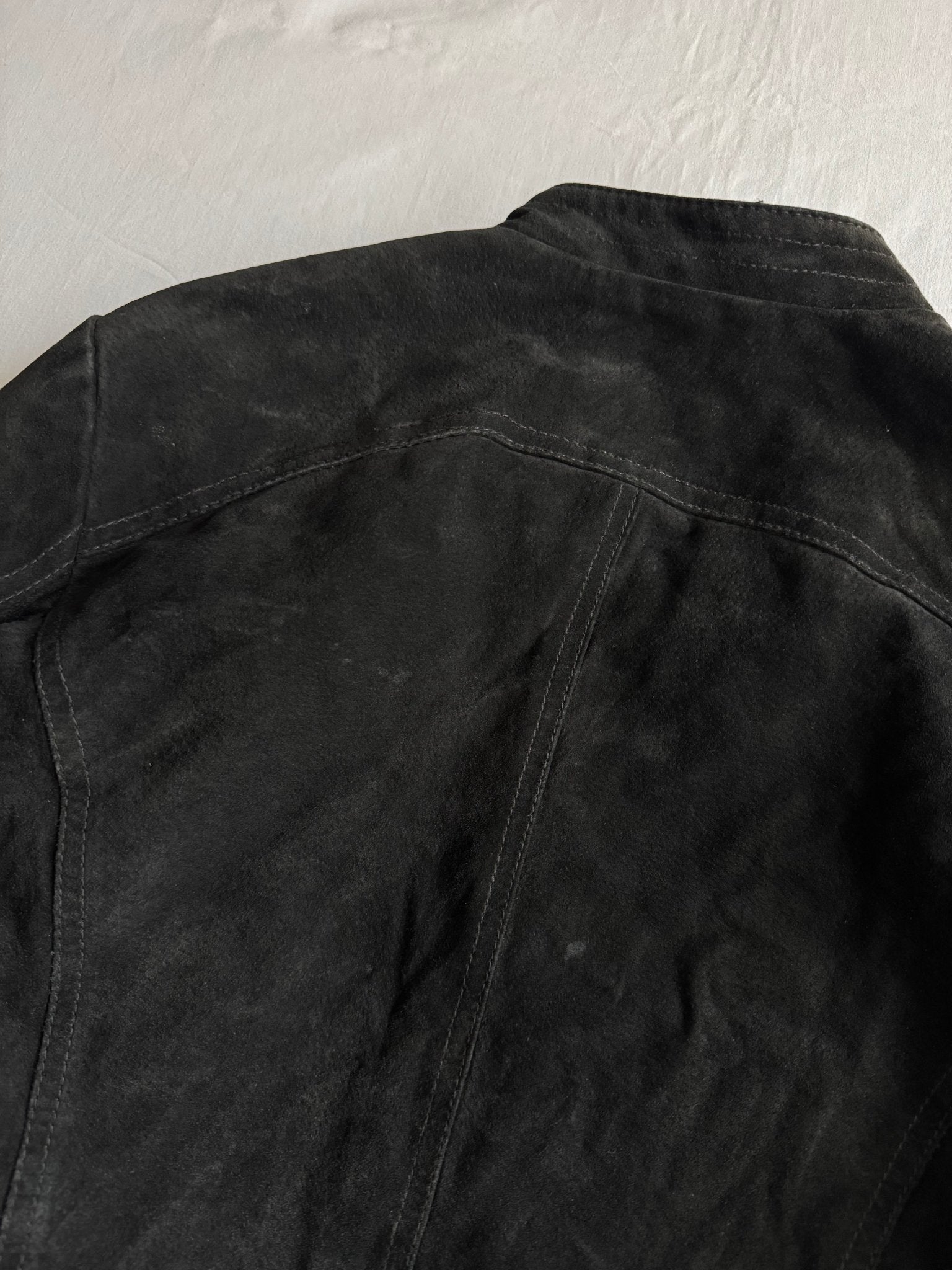 🐽 Geacă Y2K Damă din Piele Suede de Porc Neagră – L - anbracaminte
