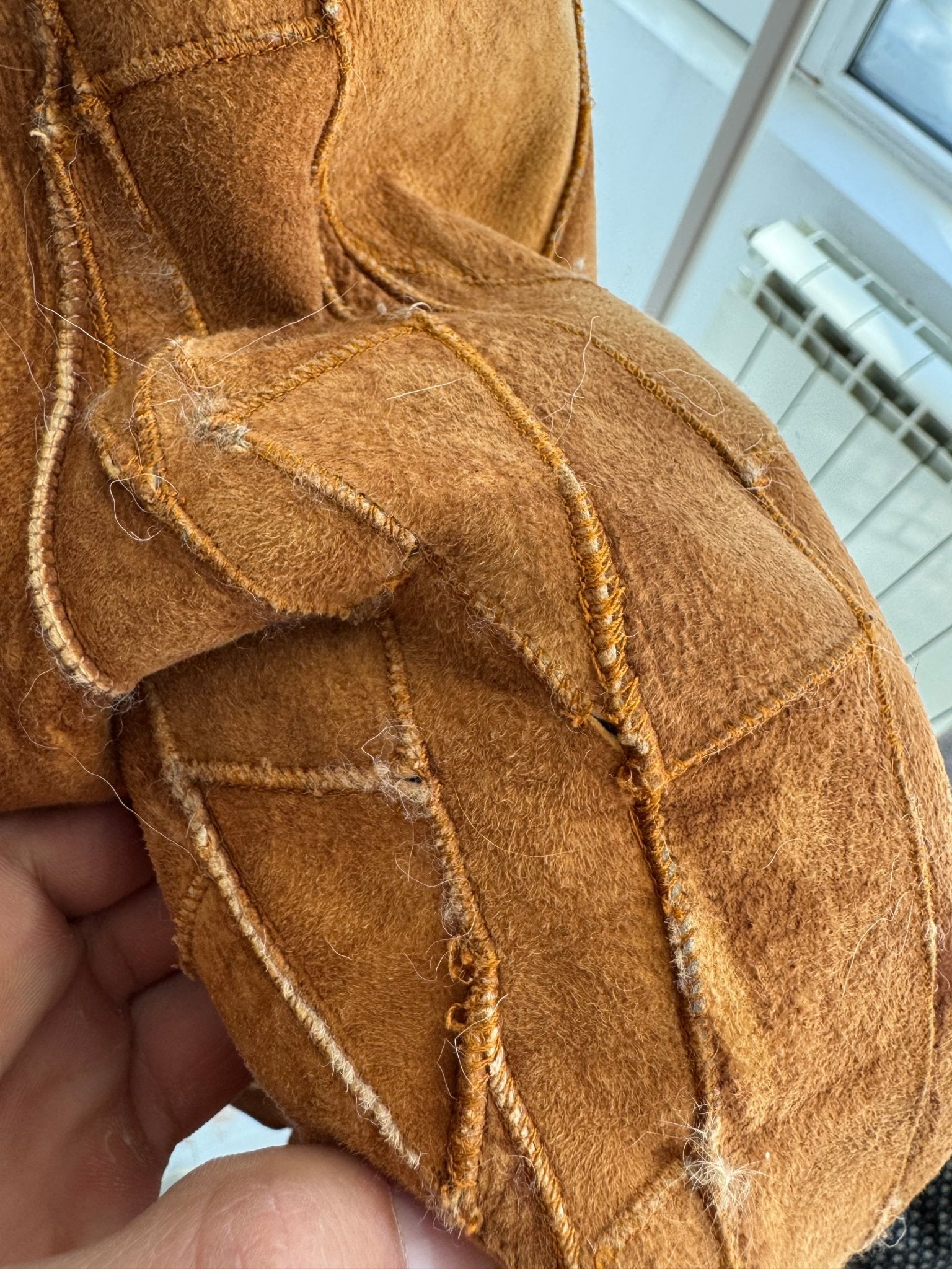 🤎 Geacă Y2K Damă Suede Patchwork Maro cu Blană Naturală – M/L (IT 44) – Made in Italy - anbracaminte