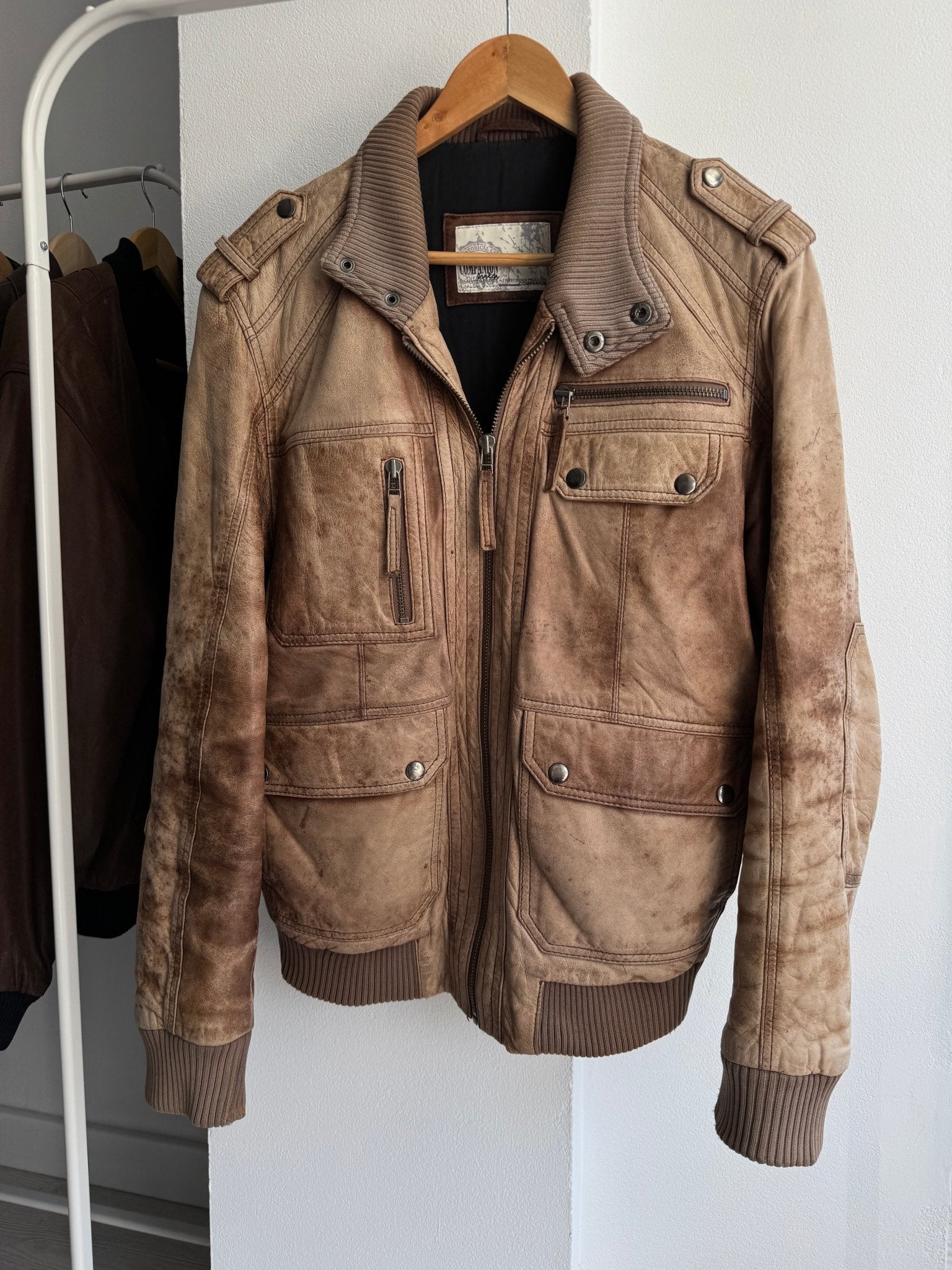 🤎 Geacă Y2K din Piele de Miel Maro – L (Faded & Patina) - anbracaminte