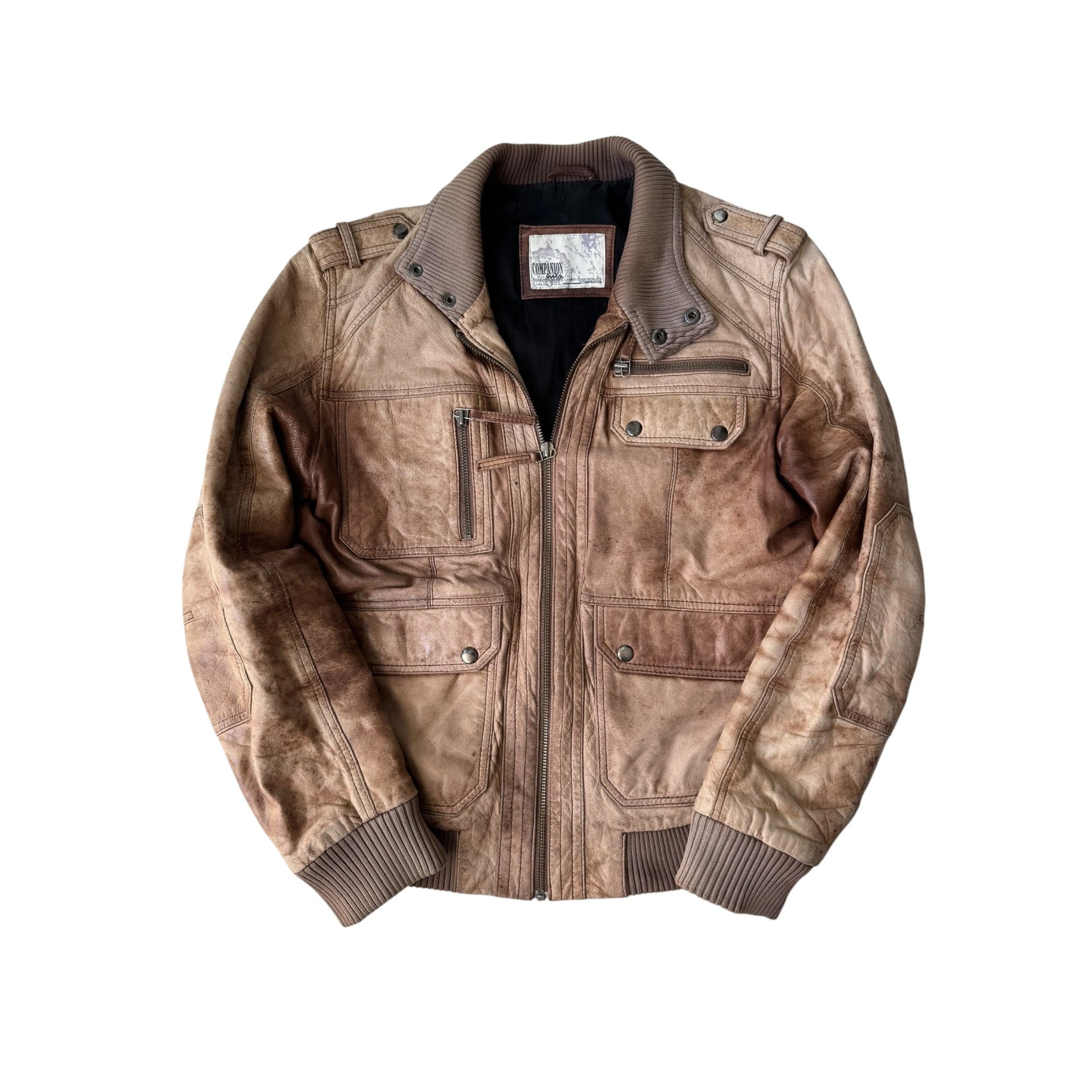 🤎 Geacă Y2K din Piele de Miel Maro – L (Faded & Patina) - anbracaminte
