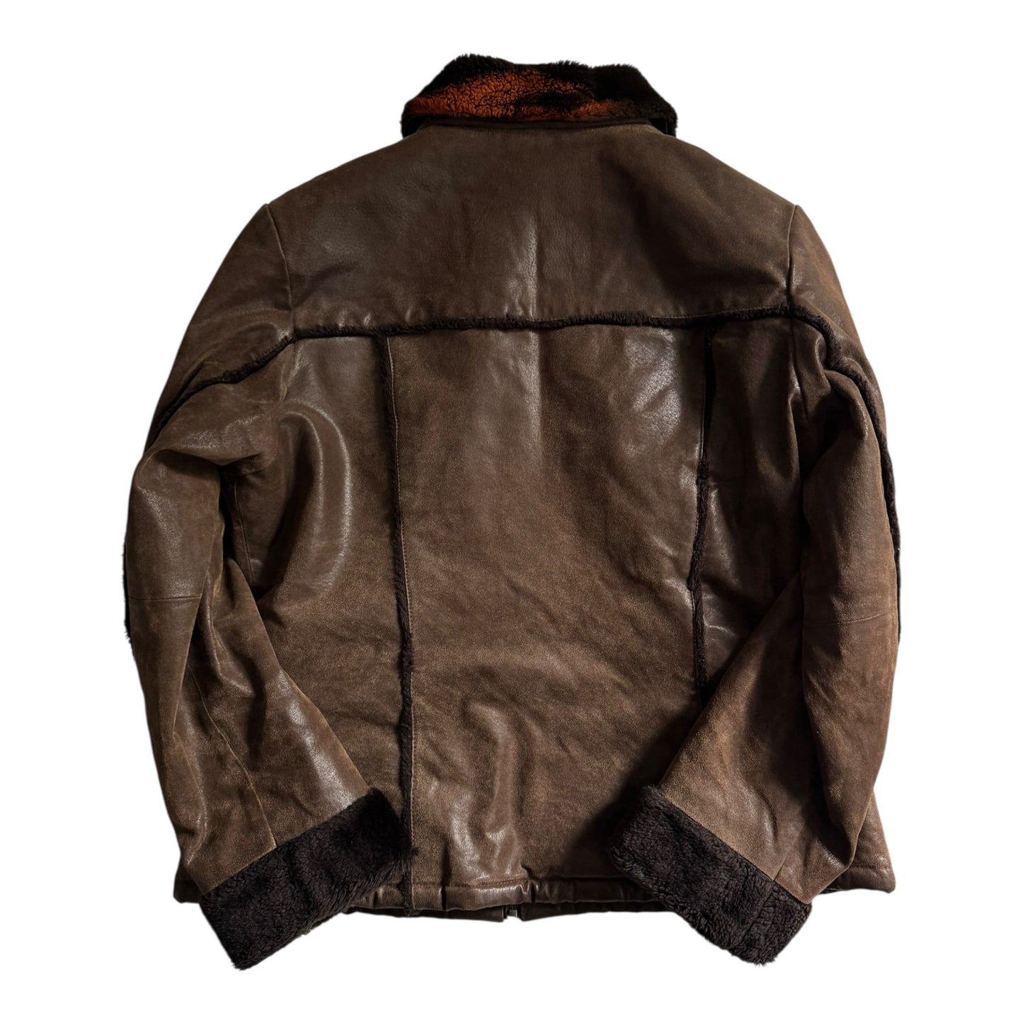 🧥 Geacă Y2K din Piele Naturală cu Căptușeală Faux Shearling – Mărime 42 (Women’s L) - anbracaminte