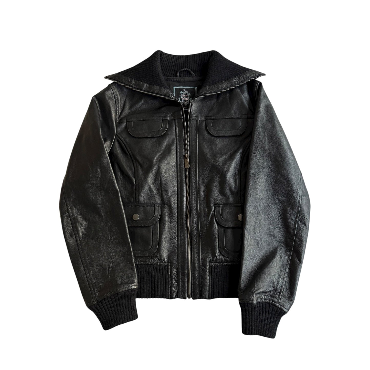 🖤 Geacă Y2K din piele naturală neagră (Mărime 40 - L femei) - anbracaminte