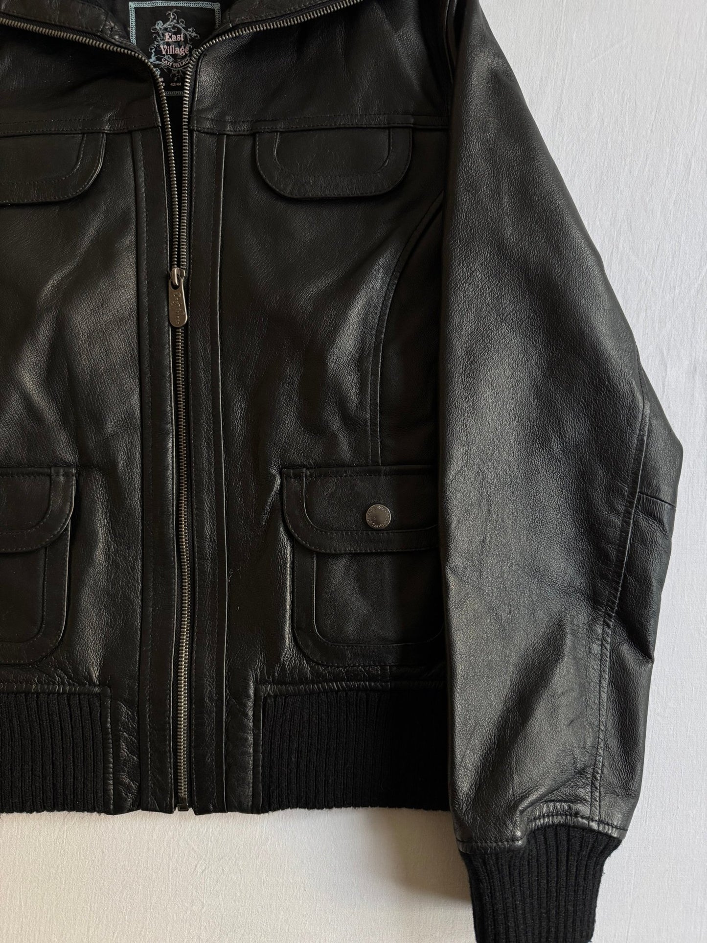 🖤 Geacă Y2K din piele naturală neagră (Mărime 40 - L femei) - anbracaminte