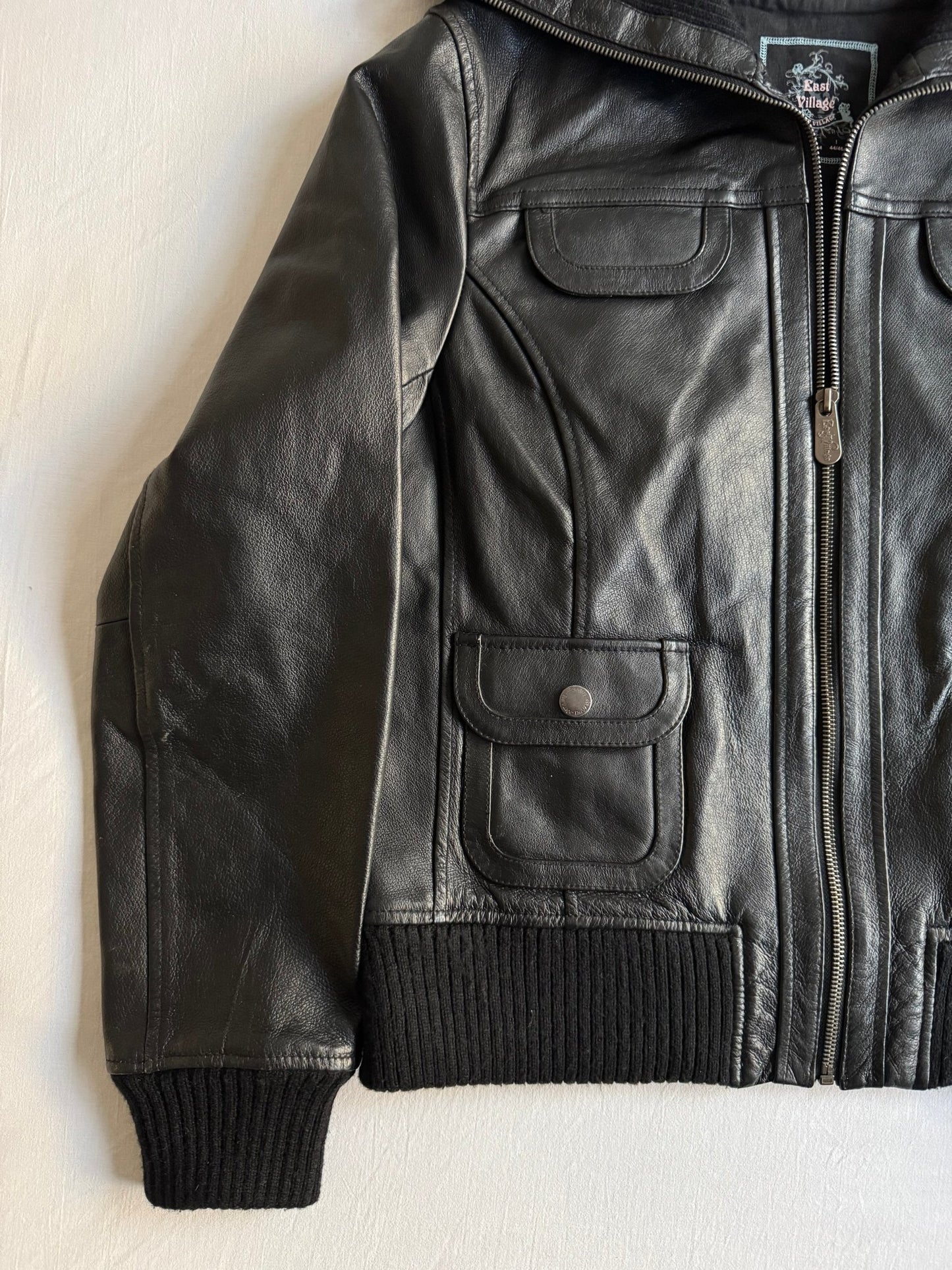 🖤 Geacă Y2K din piele naturală neagră (Mărime 40 - L femei) - anbracaminte
