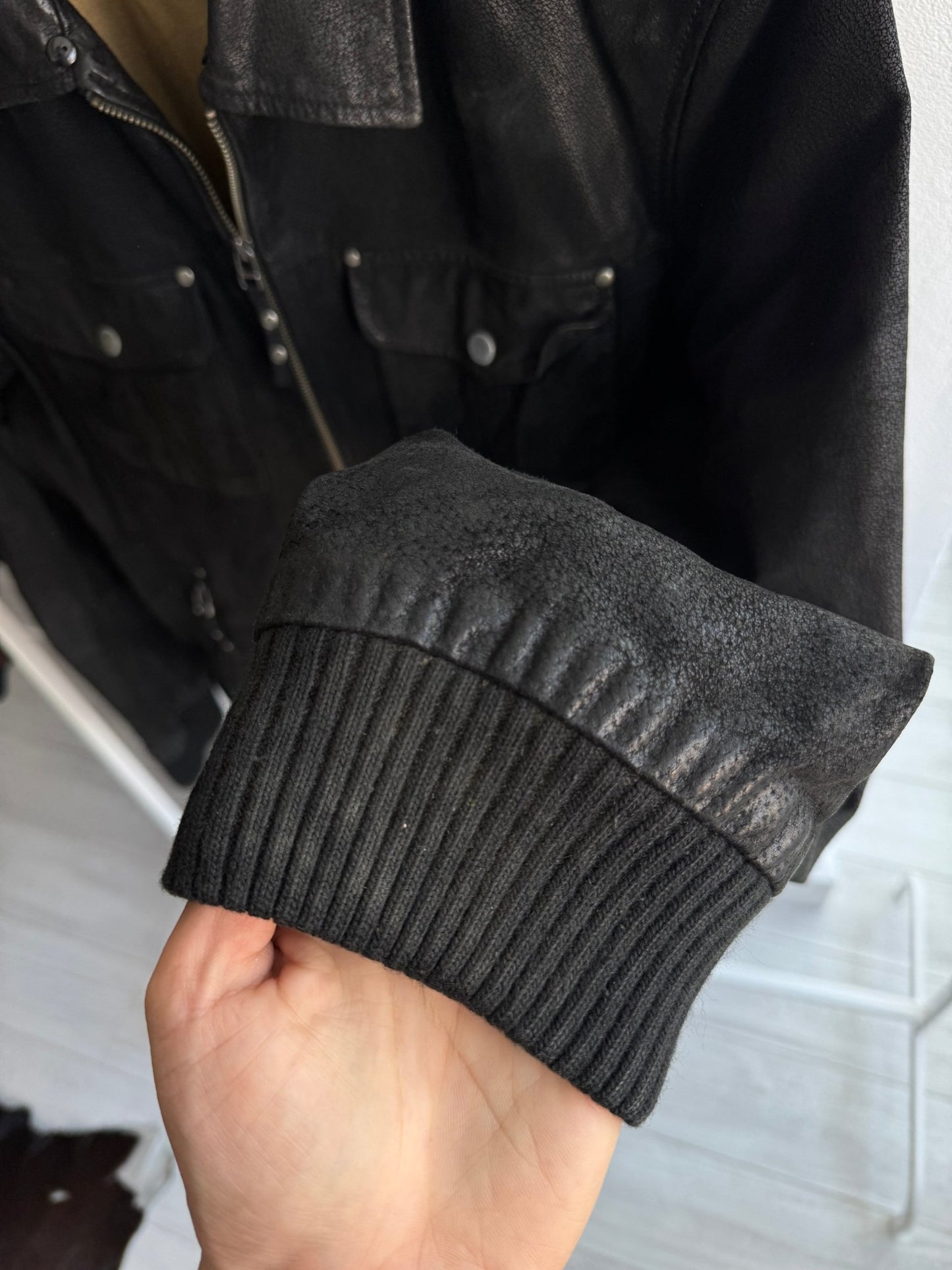 🐷 Geacă Y2K din Pig Split Suede Negru – XL (52) - anbracaminte