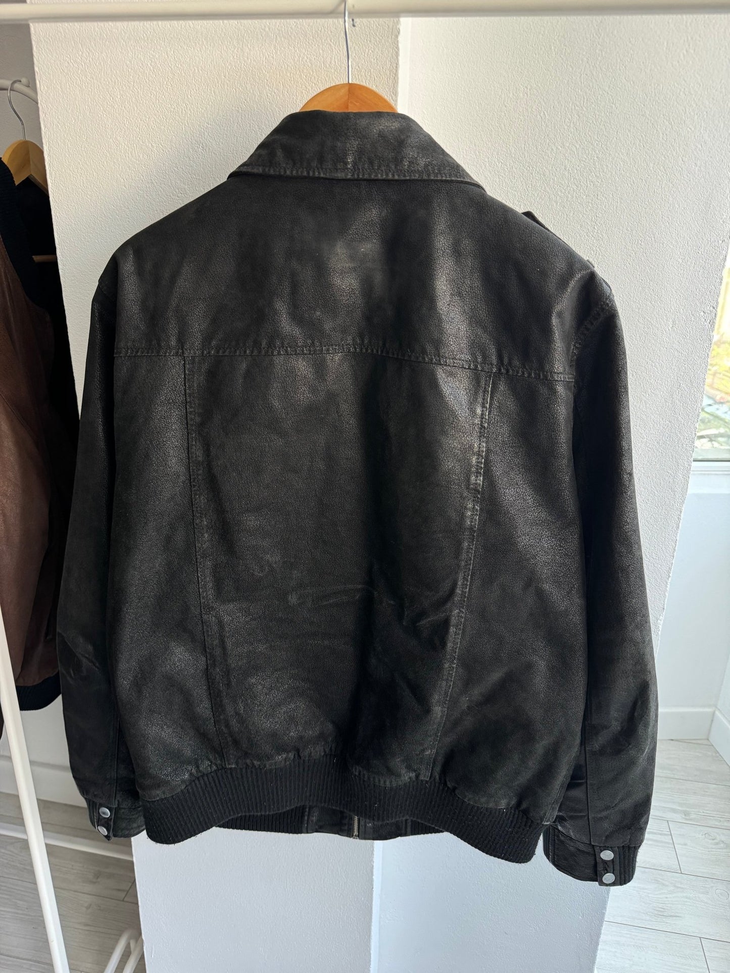 🐷 Geacă Y2K din Pig Split Suede Negru – XL (52) - anbracaminte