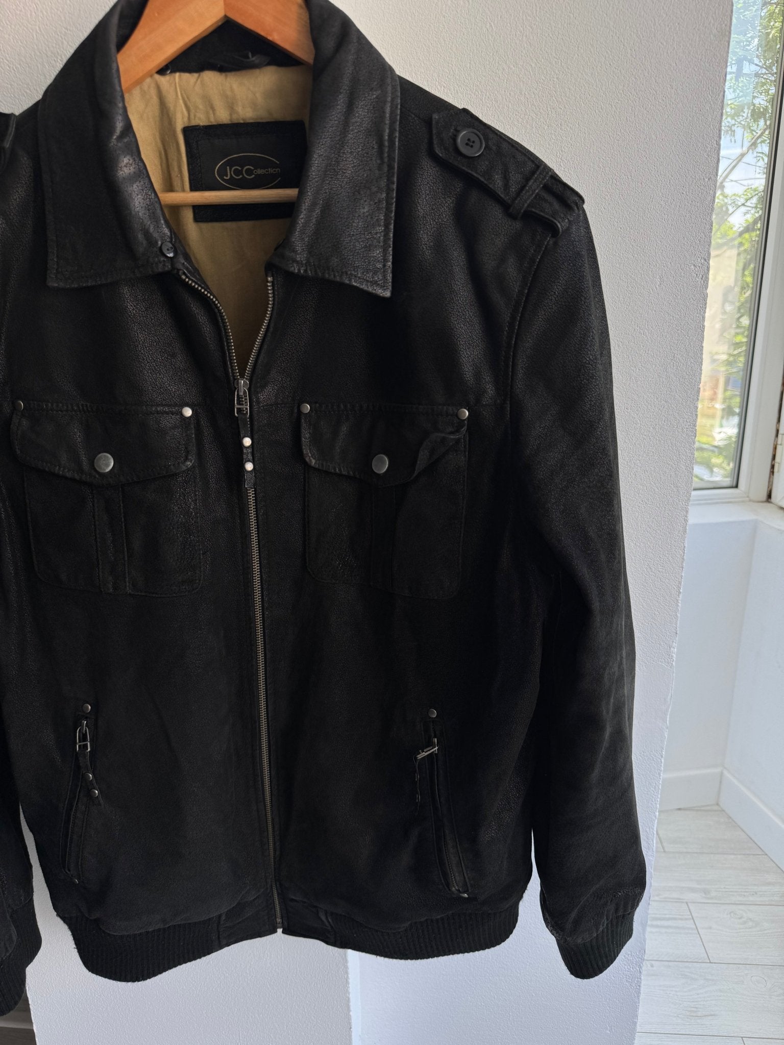 🐷 Geacă Y2K din Pig Split Suede Negru – XL (52) - anbracaminte