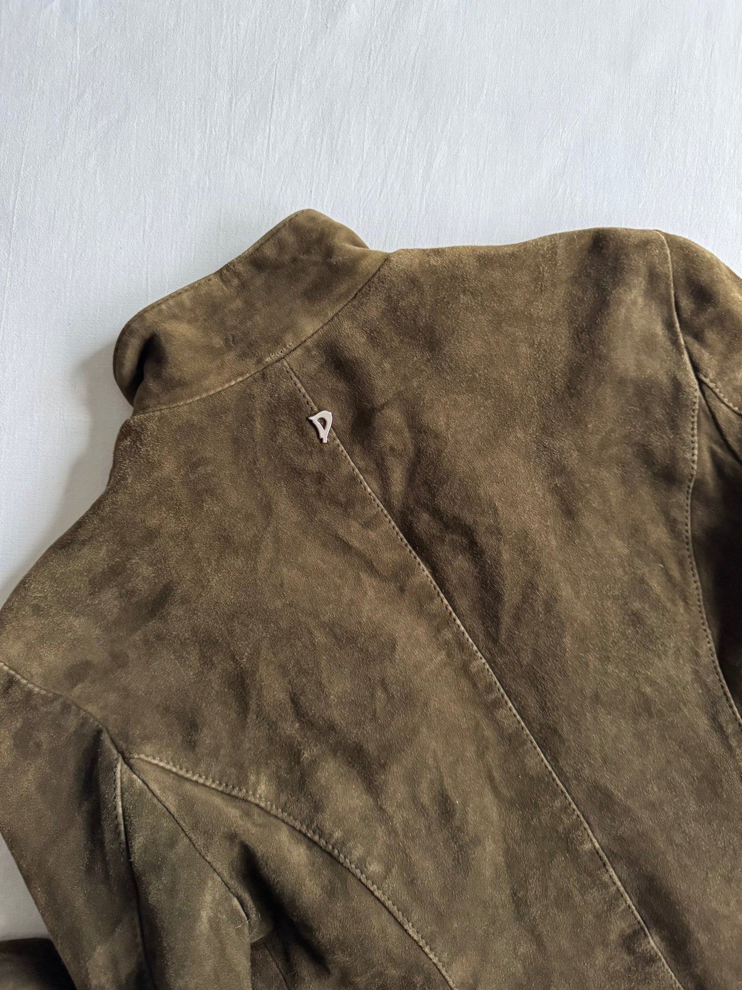 🐐 Geacă Y2K Dondup din piele de capră / Dark Olive (IT 42 / M Femei) - anbracaminte