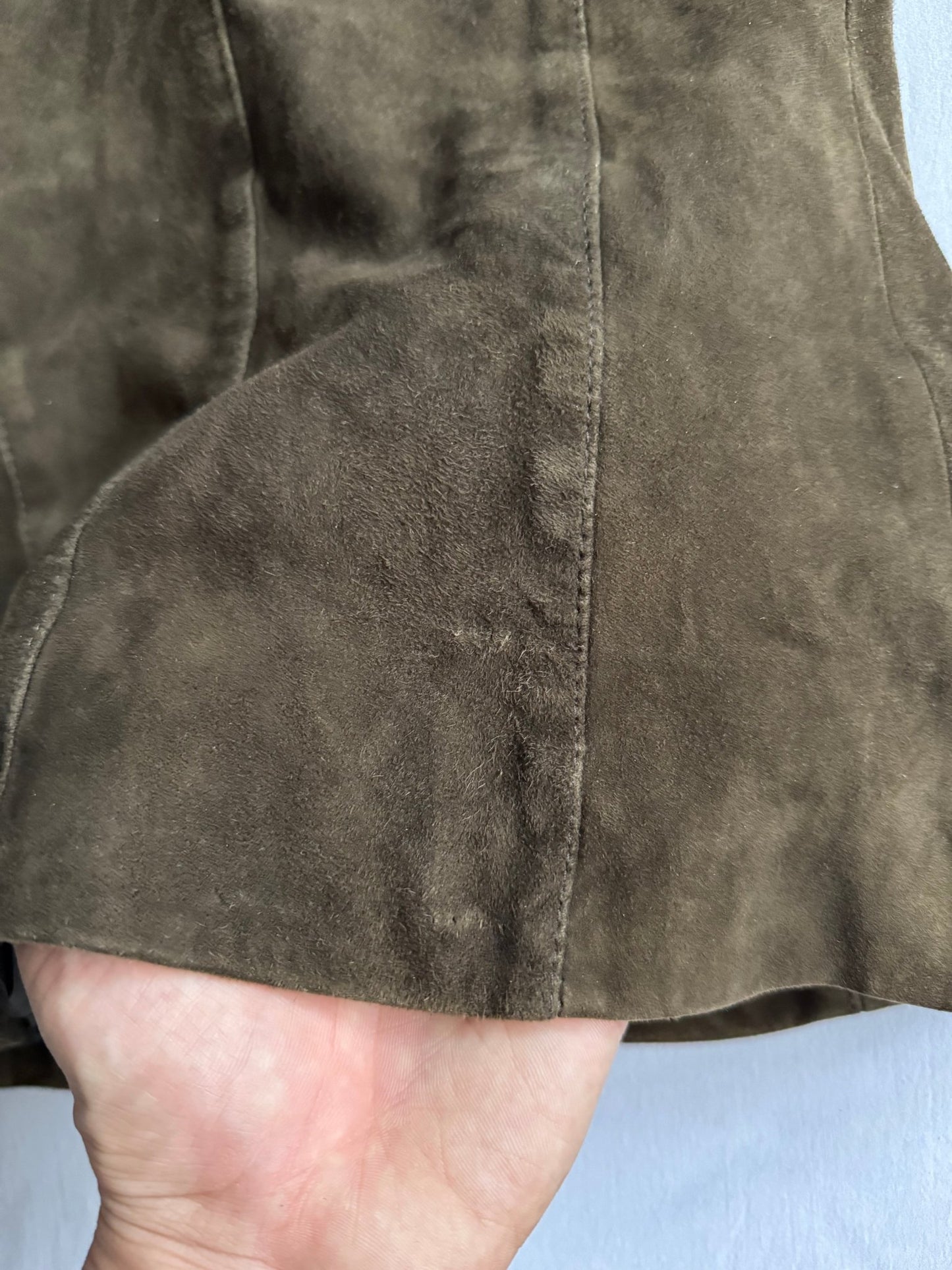 🐐 Geacă Y2K Dondup din piele de capră / Dark Olive (IT 42 / M Femei) - anbracaminte