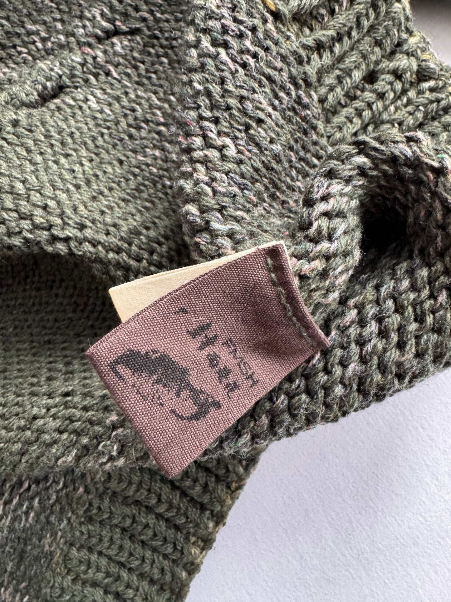🧶 Hanorac Tricotat Vintage Verde Închis din Lână Merino – M Bărbați (Cropped Fit) - anbracaminte