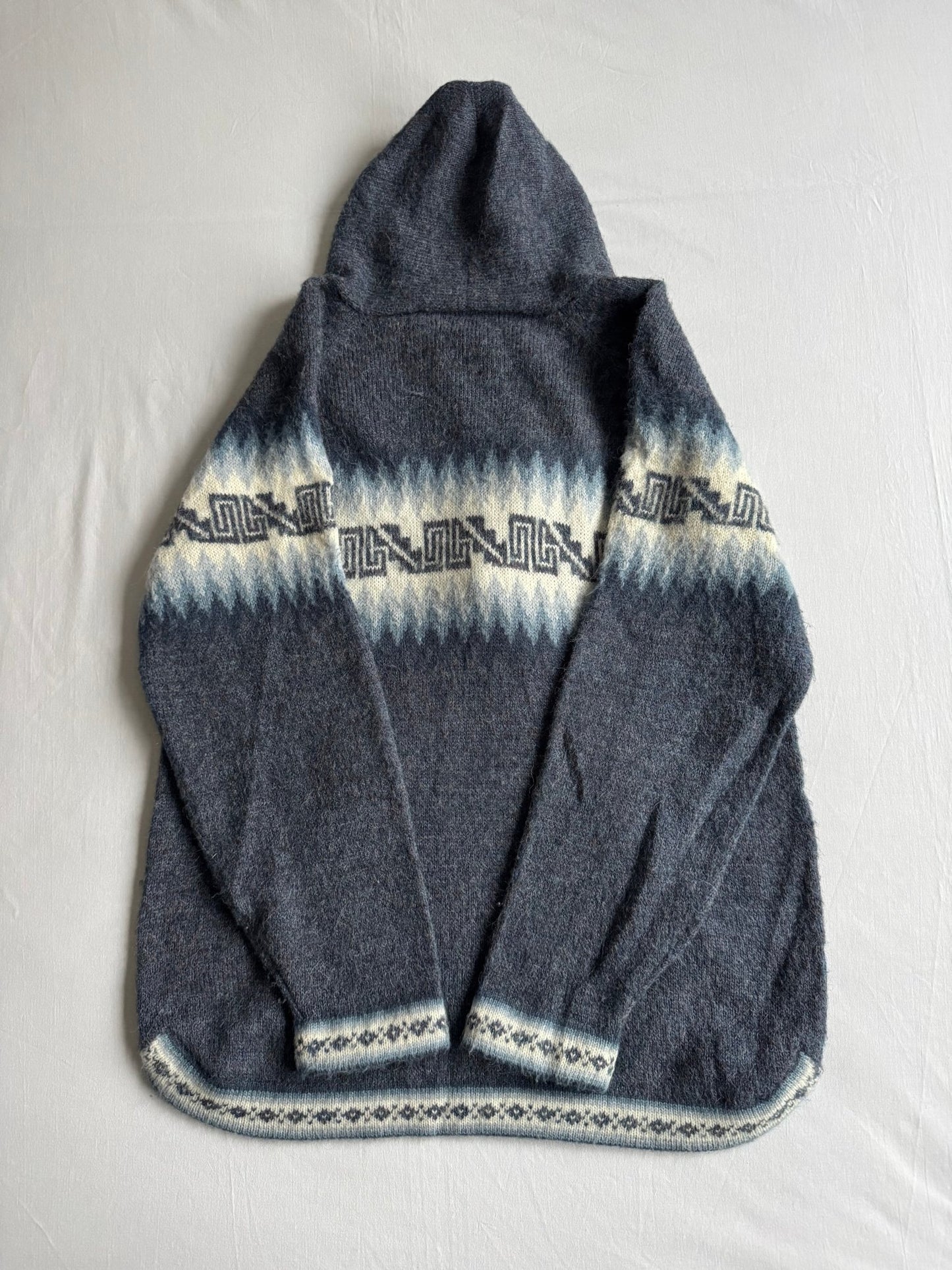 🦙 Hanorac Vintage Bărbați Albastru din Alpaca – aprox. M - anbracaminte