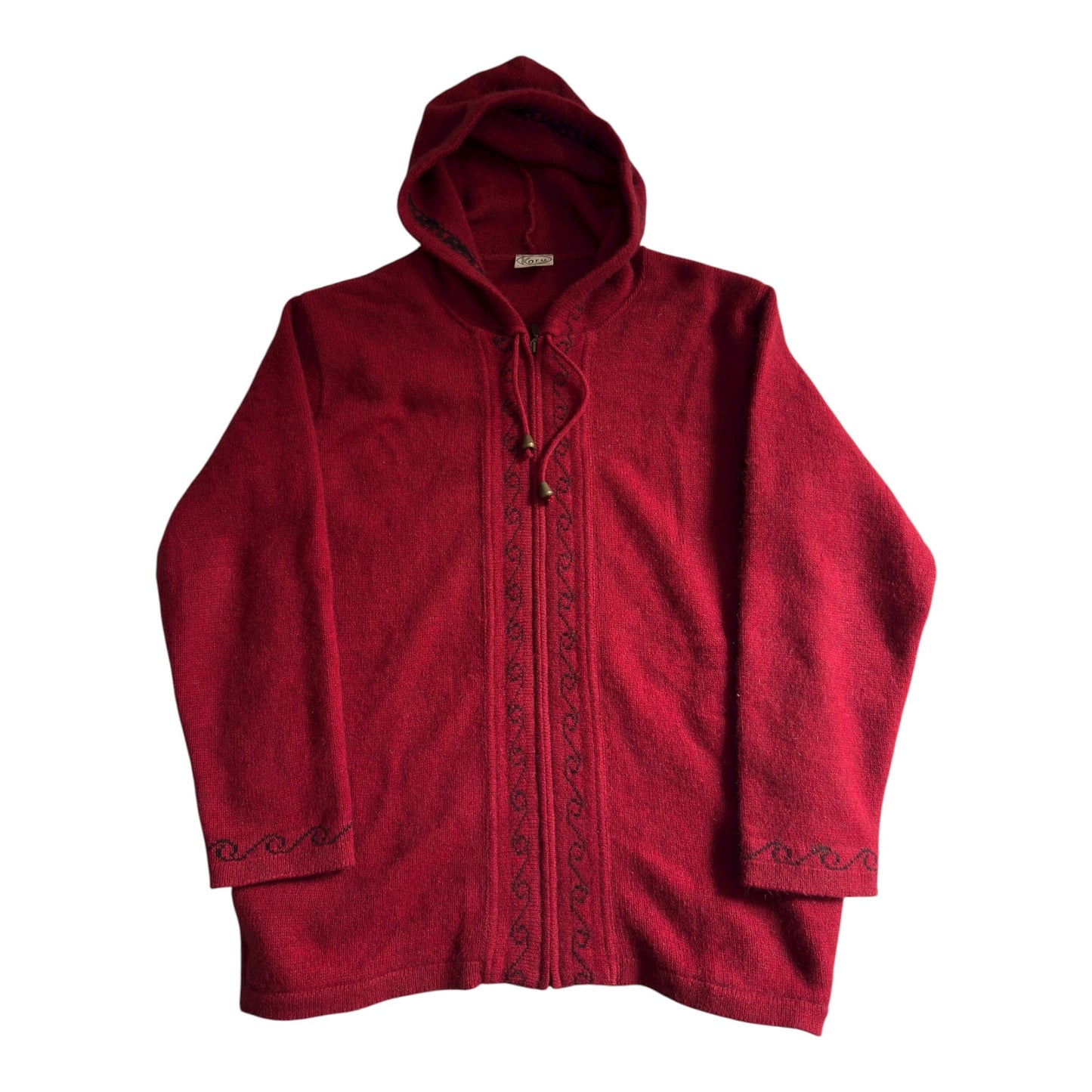 🍷 Hanorac Vintage Burgundy – Merino Wool + Possum Fur + Silk – Women’s L - anbracaminte