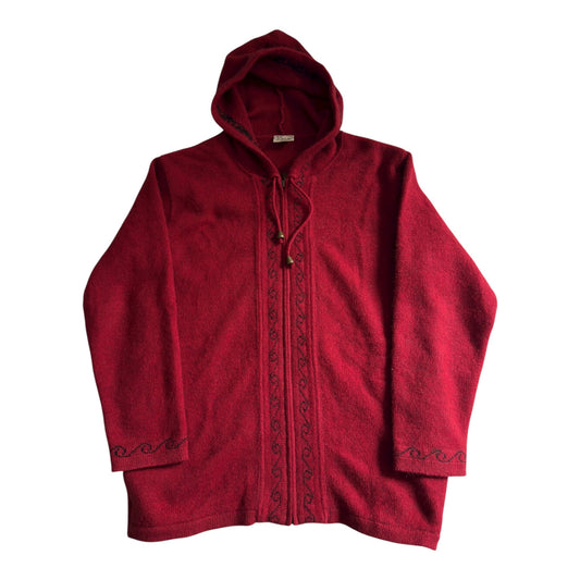 🍷 Hanorac Vintage Burgundy – Merino Wool + Possum Fur + Silk – Women’s L - anbracaminte
