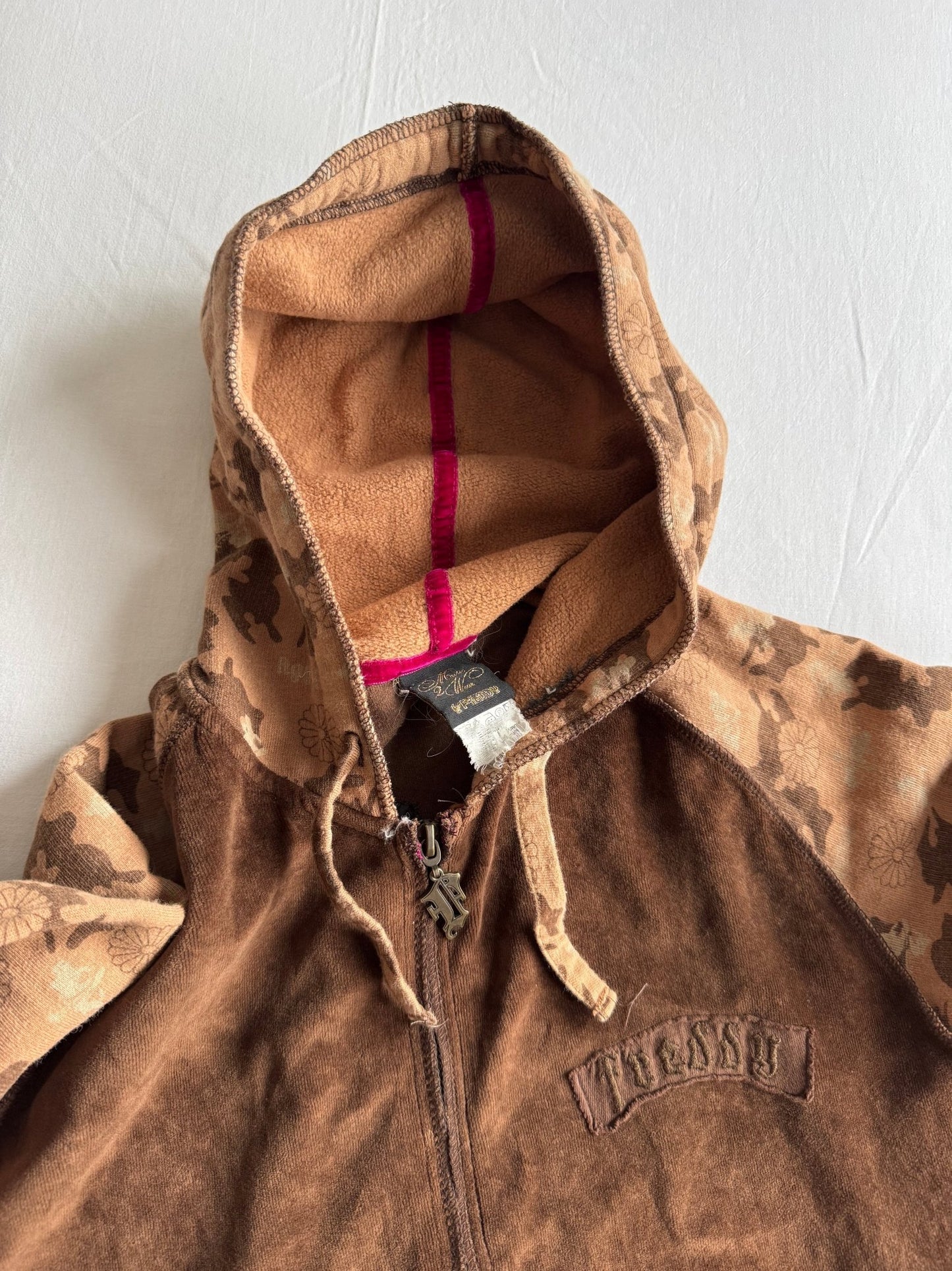 🤎 Hanorac Y2K Damă Velour Maro cu Print – S - anbracaminte