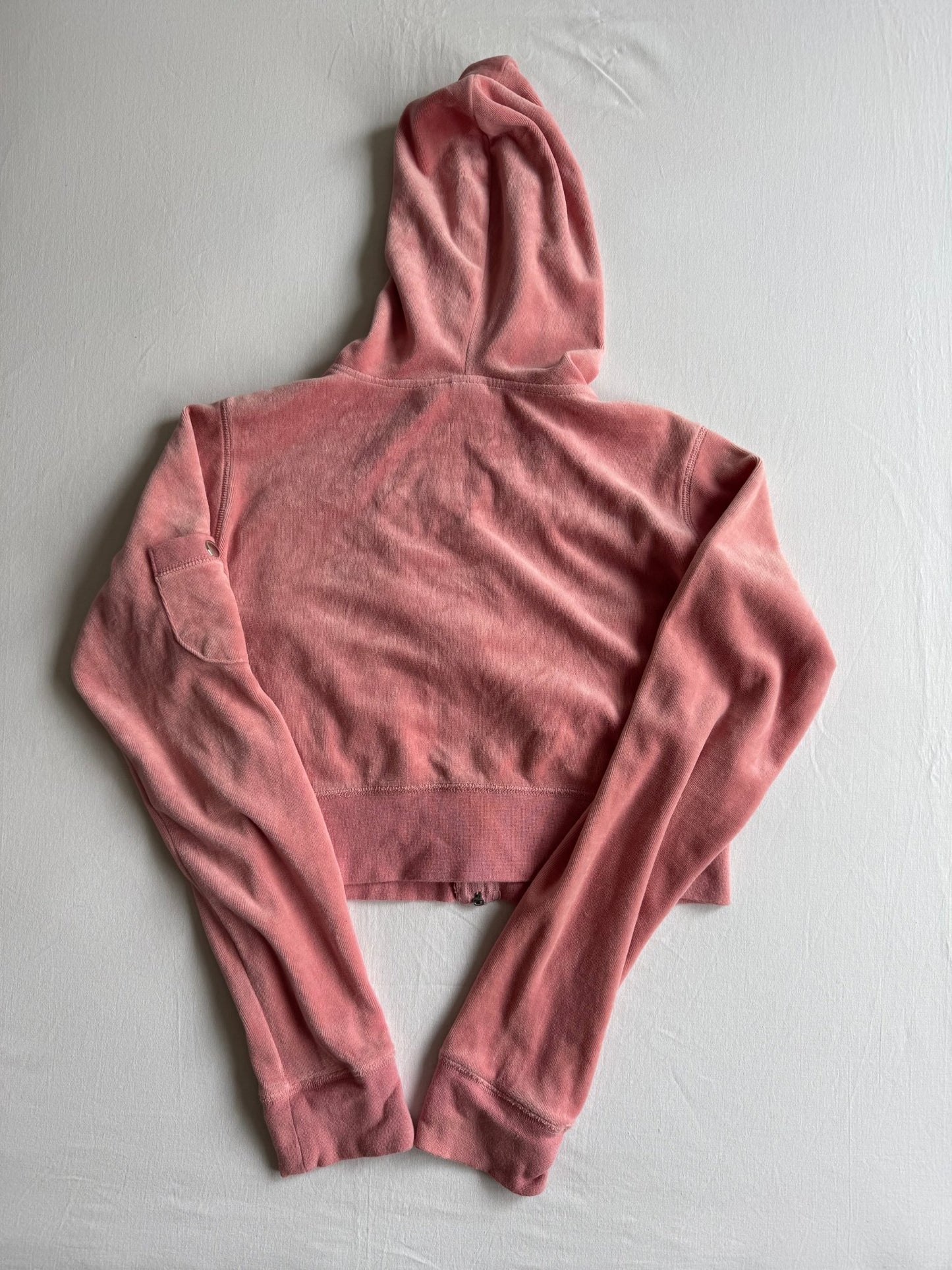 💗 Hanorac Y2K Damă Velour Roz Cropped – L - anbracaminte