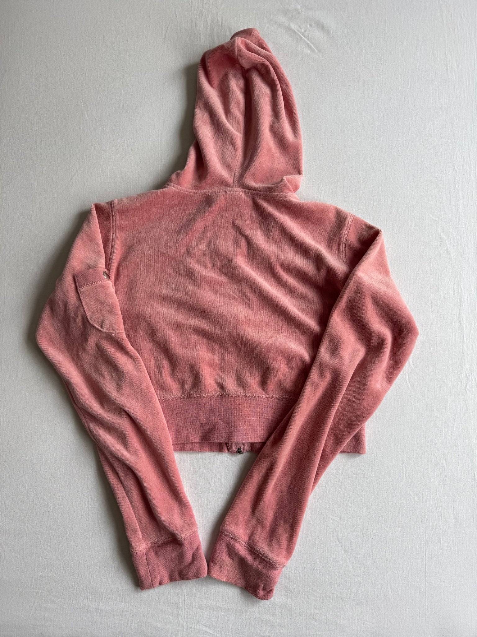💗 Hanorac Y2K Damă Velour Roz Cropped – L - anbracaminte