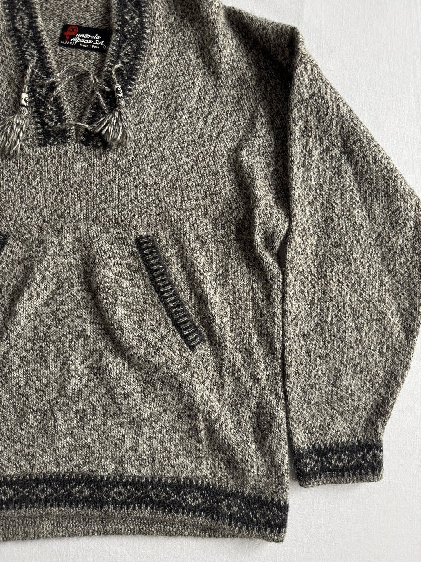 🧶 Hoodie Vintage Alpaca Peruvian – M Bărbați - anbracaminte