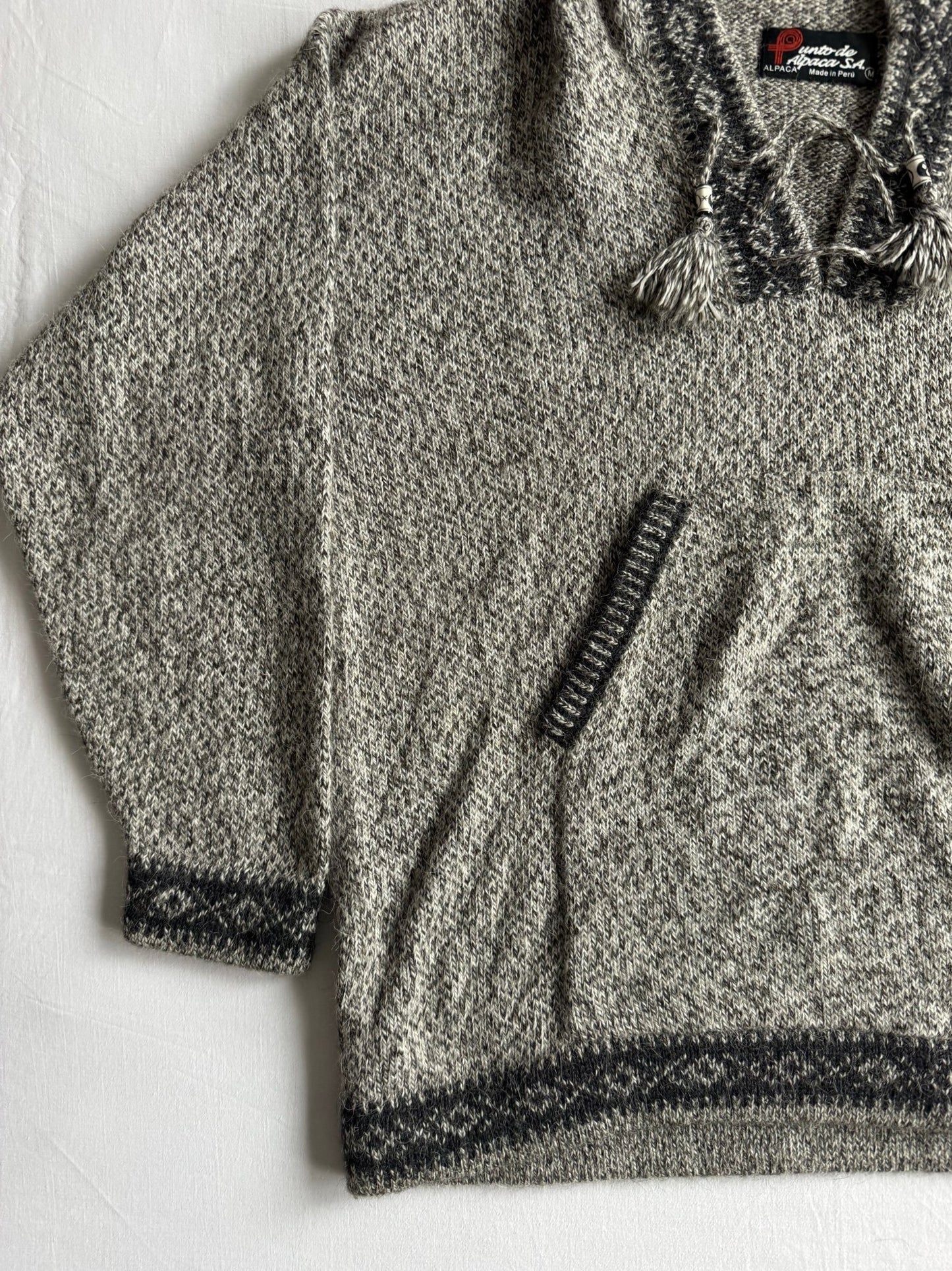 🧶 Hoodie Vintage Alpaca Peruvian – M Bărbați - anbracaminte