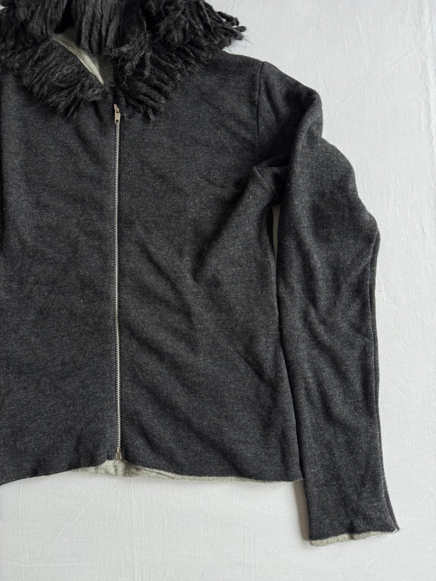 🧶 Hoodie Y2K Damă Gri din Lână de Miel – Aprox. M/L - anbracaminte