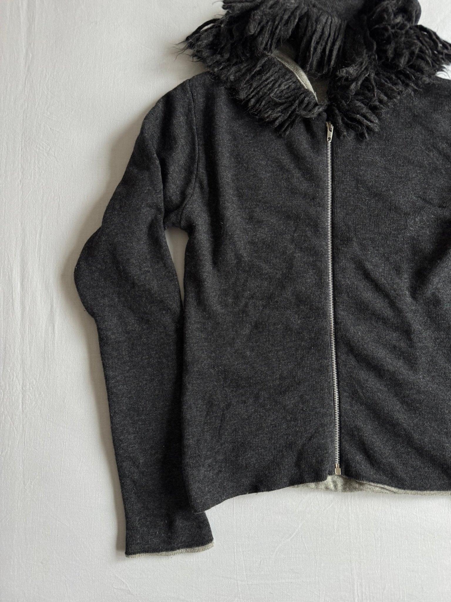 🧶 Hoodie Y2K Damă Gri din Lână de Miel – Aprox. M/L - anbracaminte