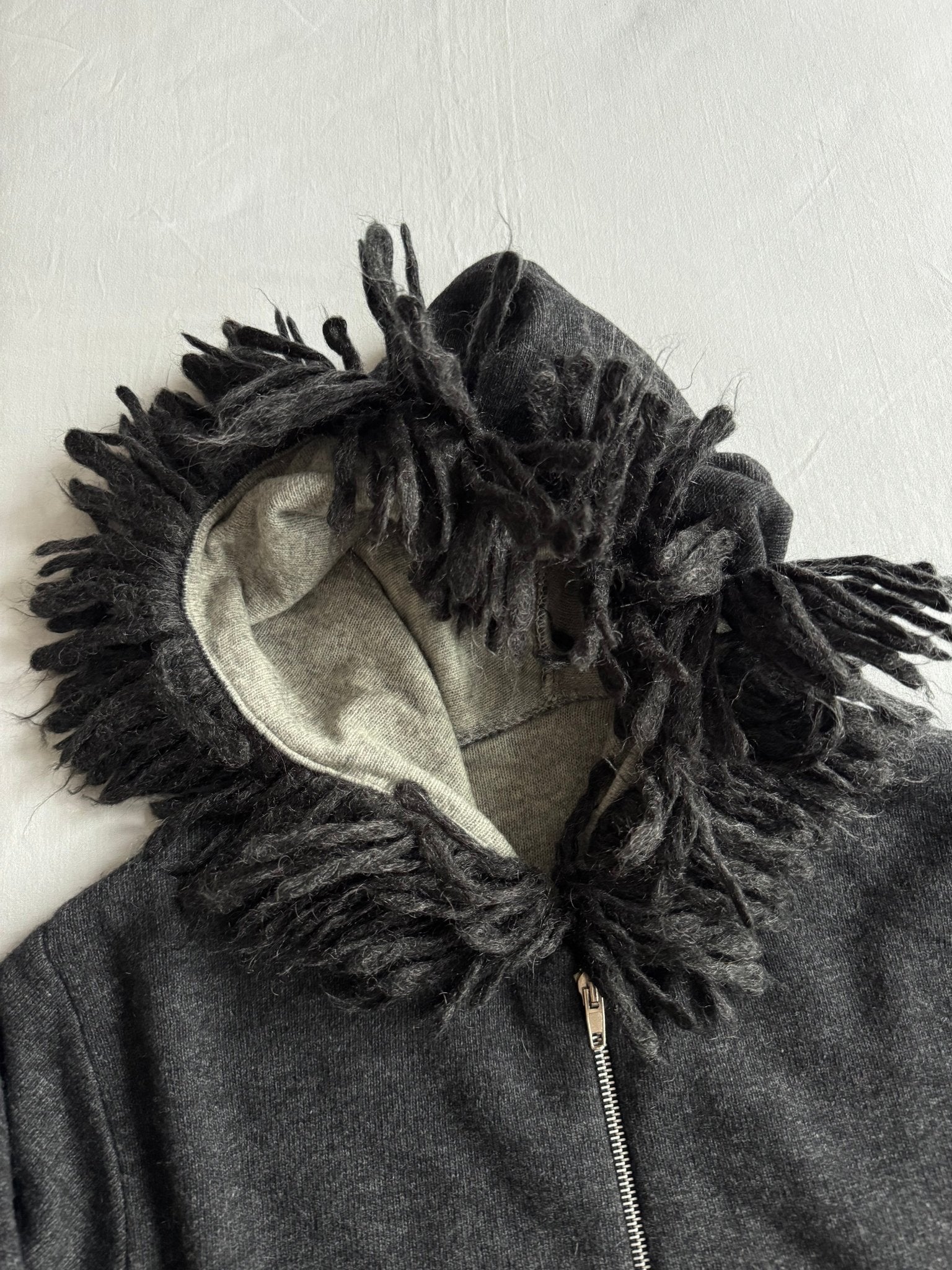 🧶 Hoodie Y2K Damă Gri din Lână de Miel – Aprox. M/L - anbracaminte