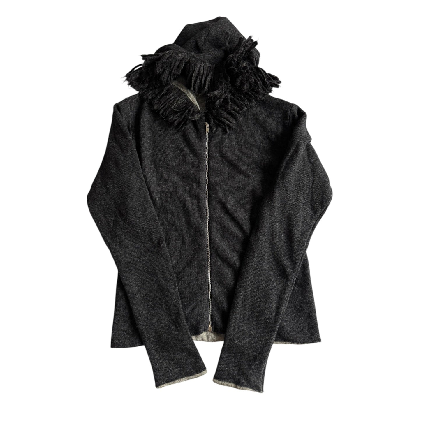 🧶 Hoodie Y2K Damă Gri din Lână de Miel – Aprox. M/L - anbracaminte