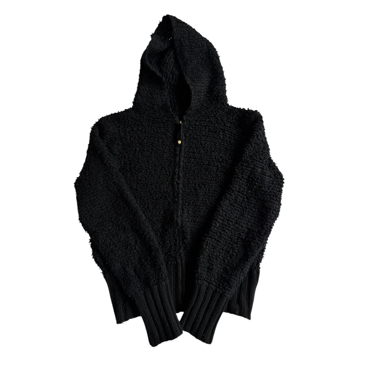 🧶 Hoodie Y2K Fuzzy Negru Damă din Lână și Angora – M - anbracaminte