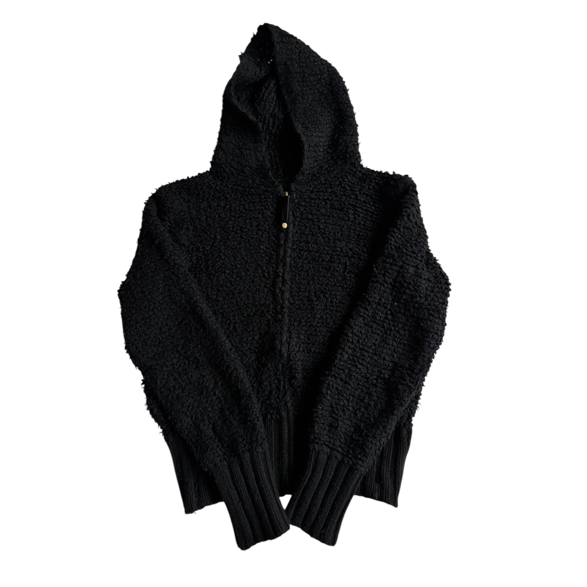 🧶 Hoodie Y2K Fuzzy Negru Damă din Lână și Angora – M - anbracaminte