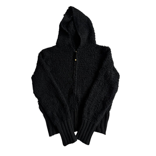 🧶 Hoodie Y2K Fuzzy Negru Damă din Lână și Angora – M - anbracaminte