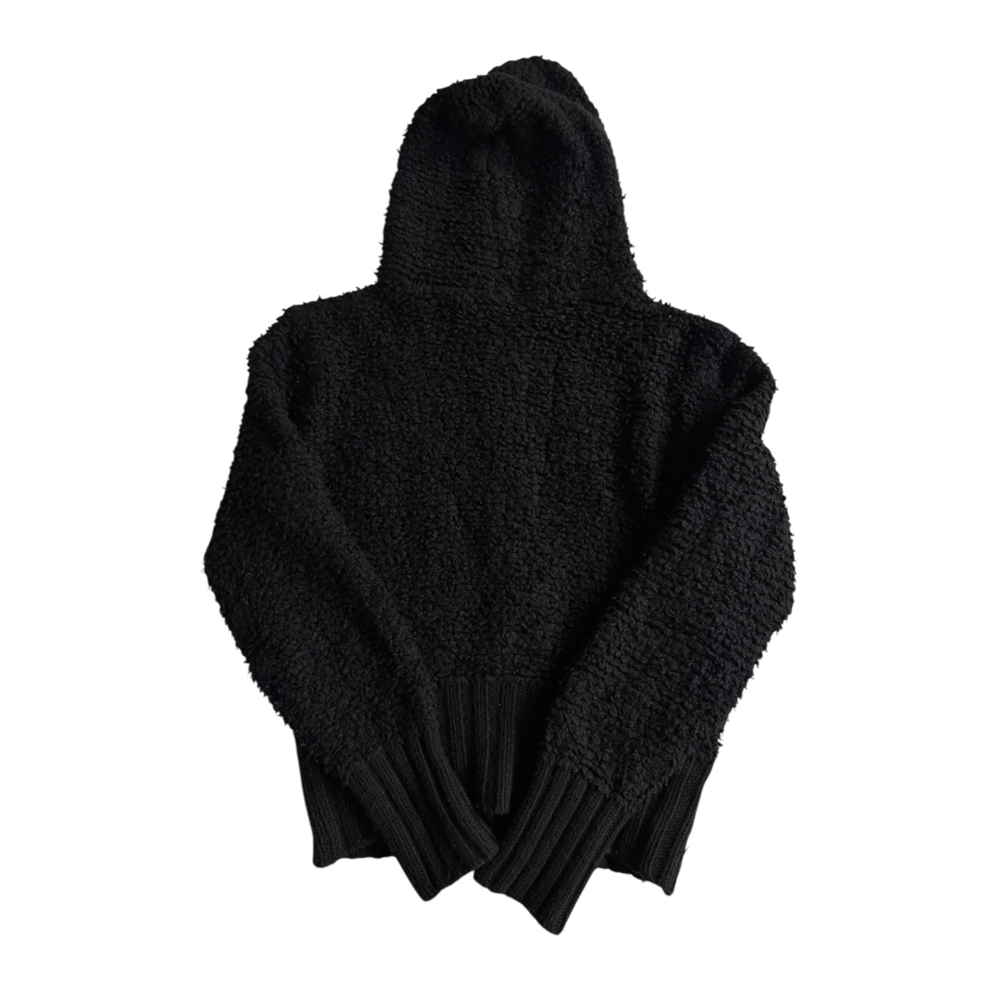 🧶 Hoodie Y2K Fuzzy Negru Damă din Lână și Angora – M - anbracaminte