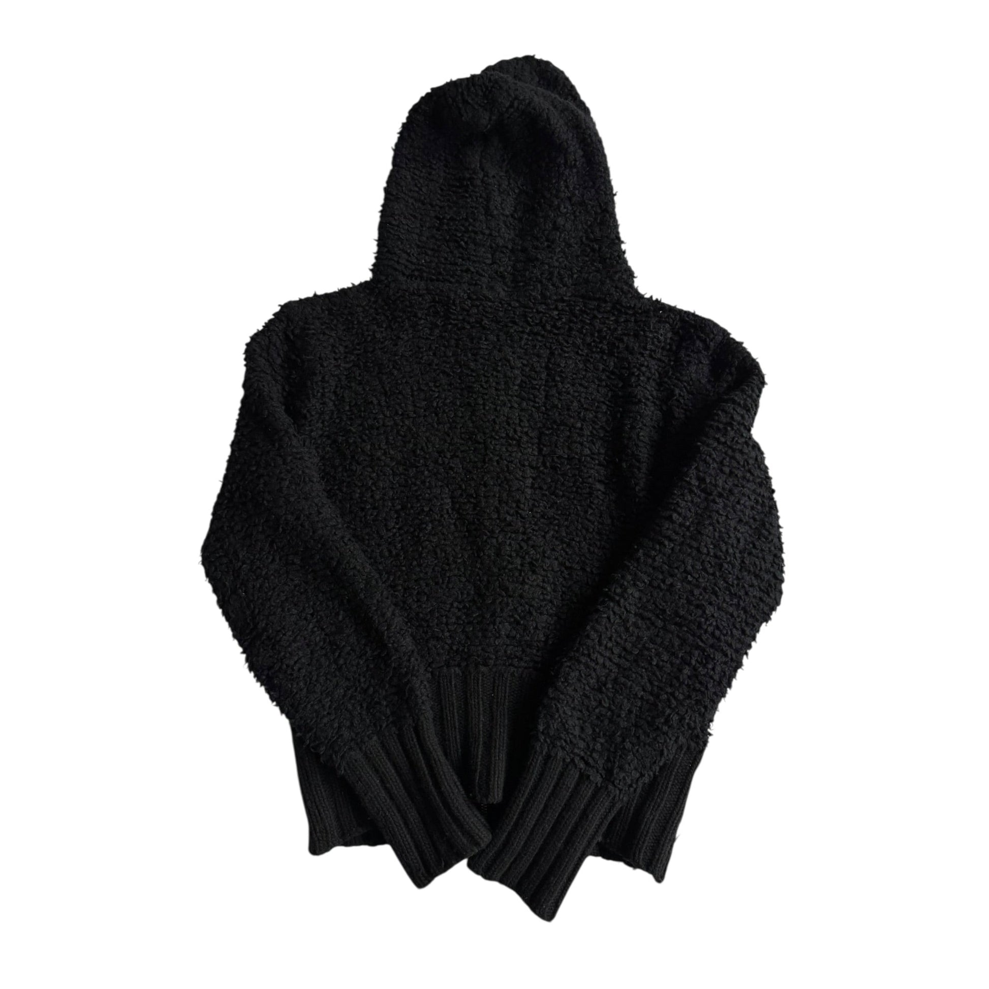 🧶 Hoodie Y2K Fuzzy Negru Damă din Lână și Angora – M - anbracaminte