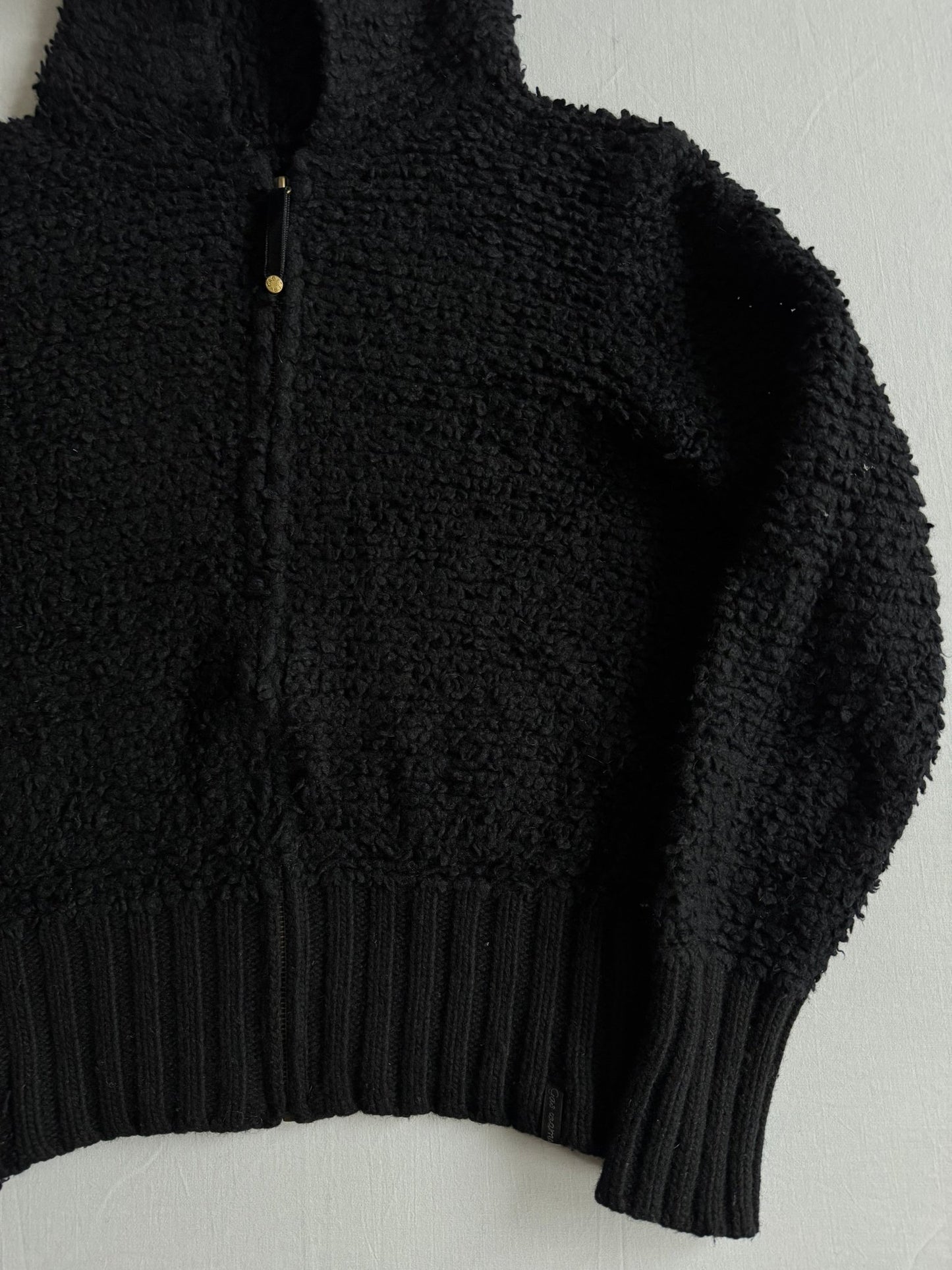 🧶 Hoodie Y2K Fuzzy Negru Damă din Lână și Angora – M - anbracaminte
