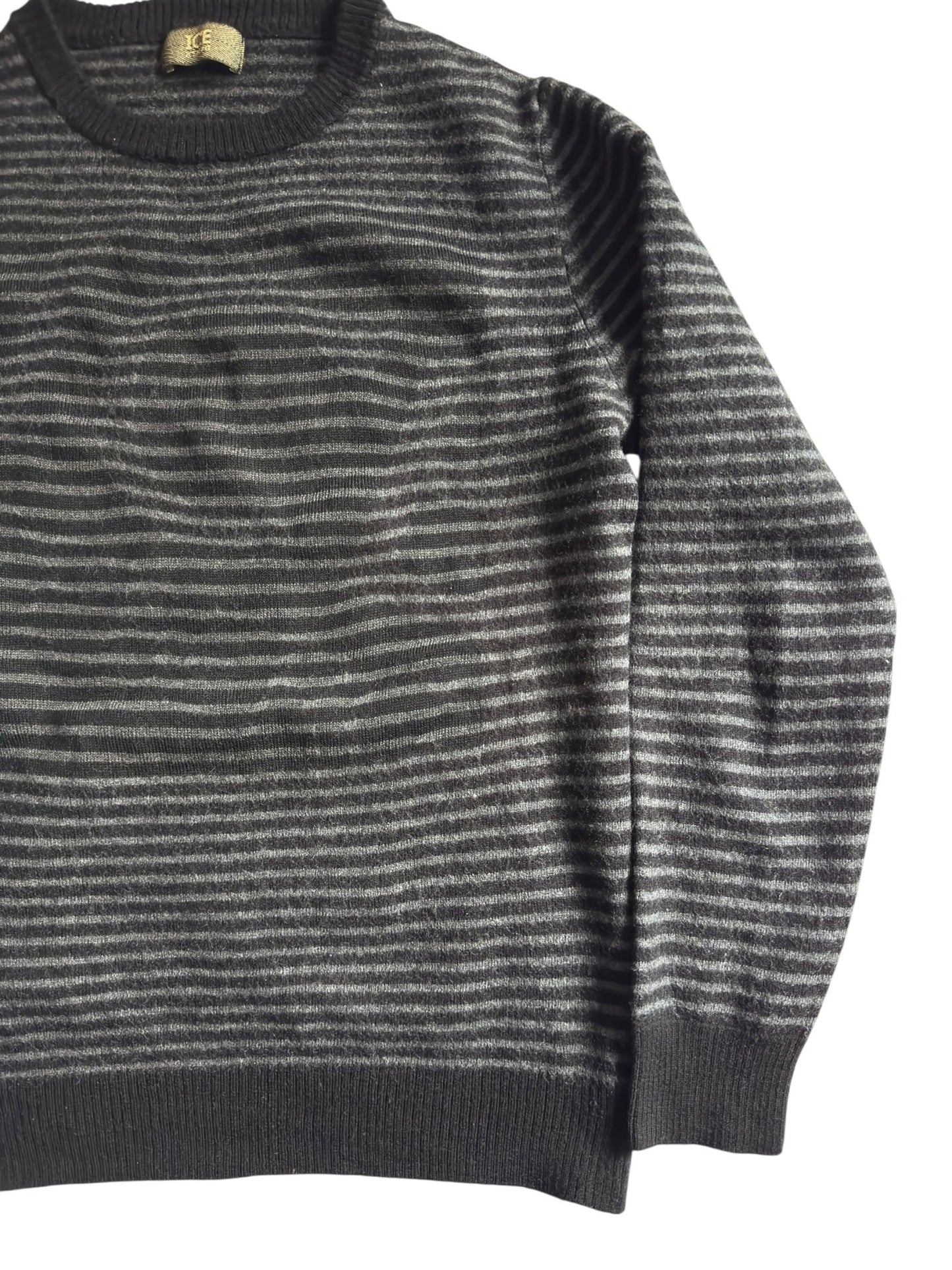 🧊 Iceberg Black Striped Jumper – Women’s S – Merino Wool - anbracaminte