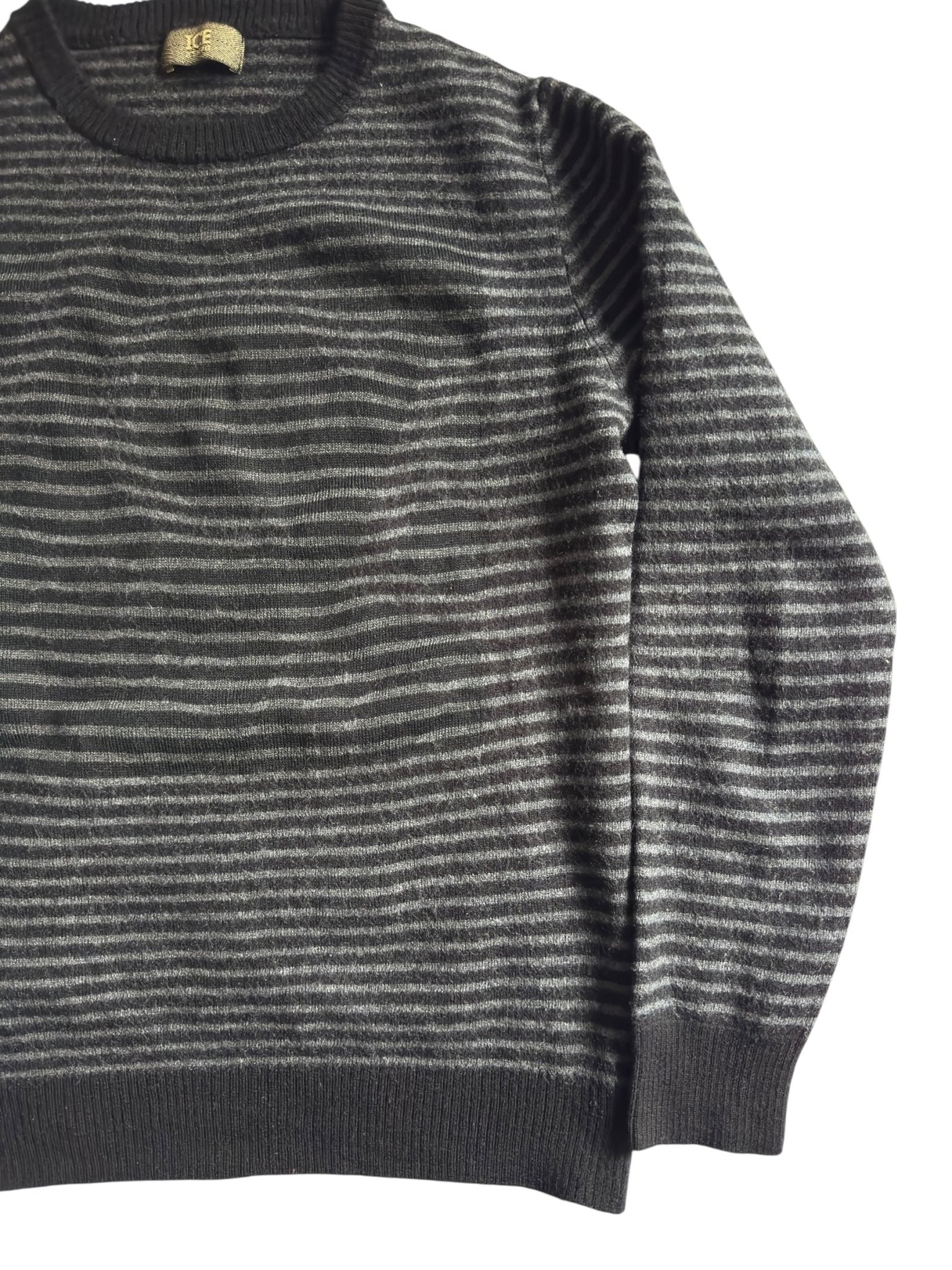🧊 Iceberg Black Striped Jumper – Women’s S – Merino Wool - anbracaminte